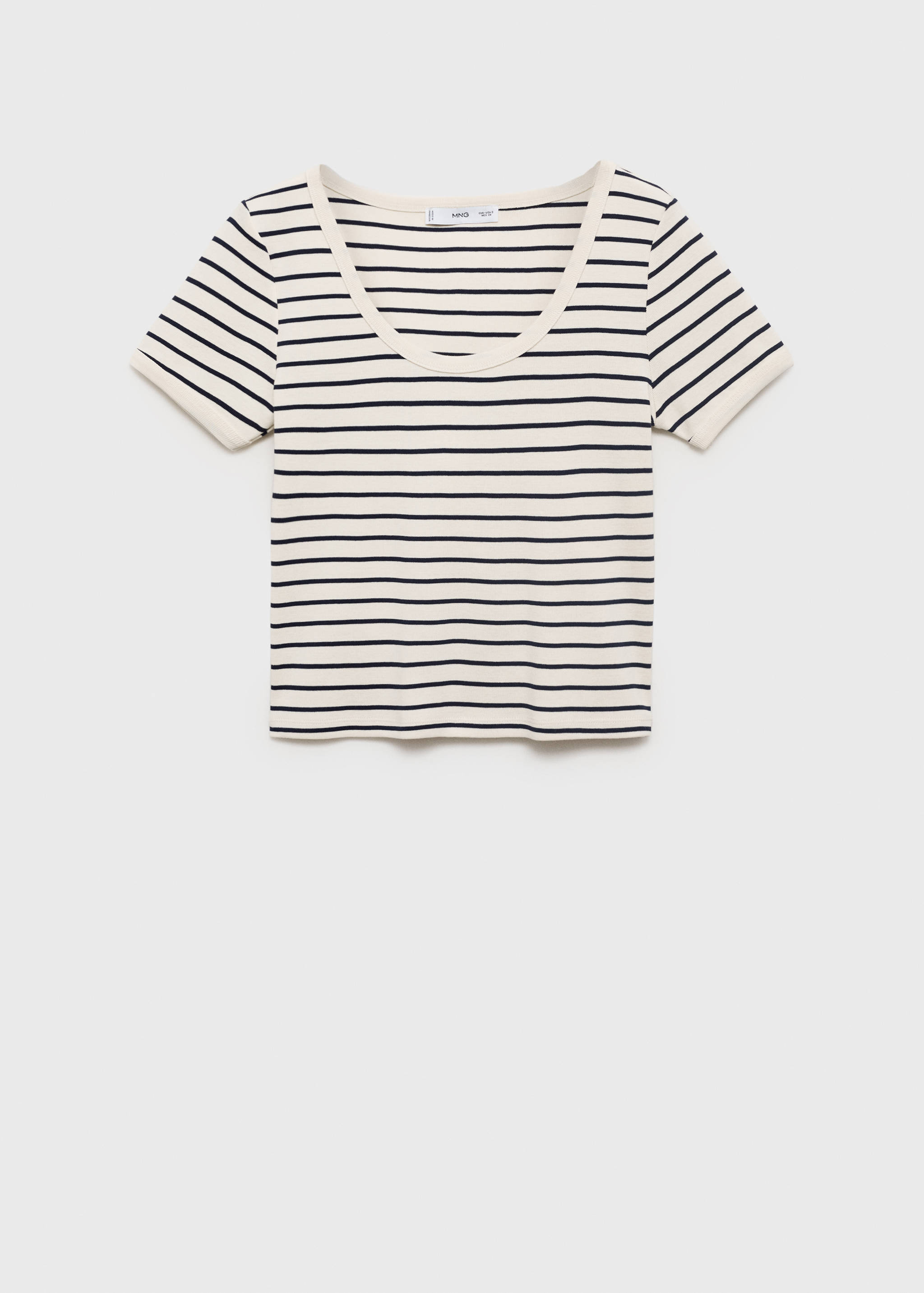 Striped cotton T-shirt with low neckline - Article without model