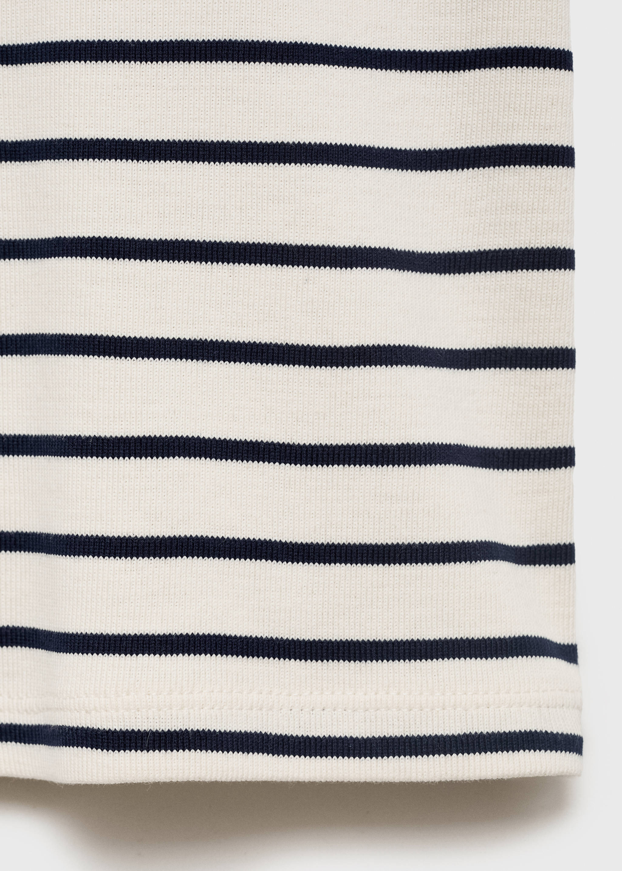 Striped cotton T-shirt with low neckline - Details of the article 0