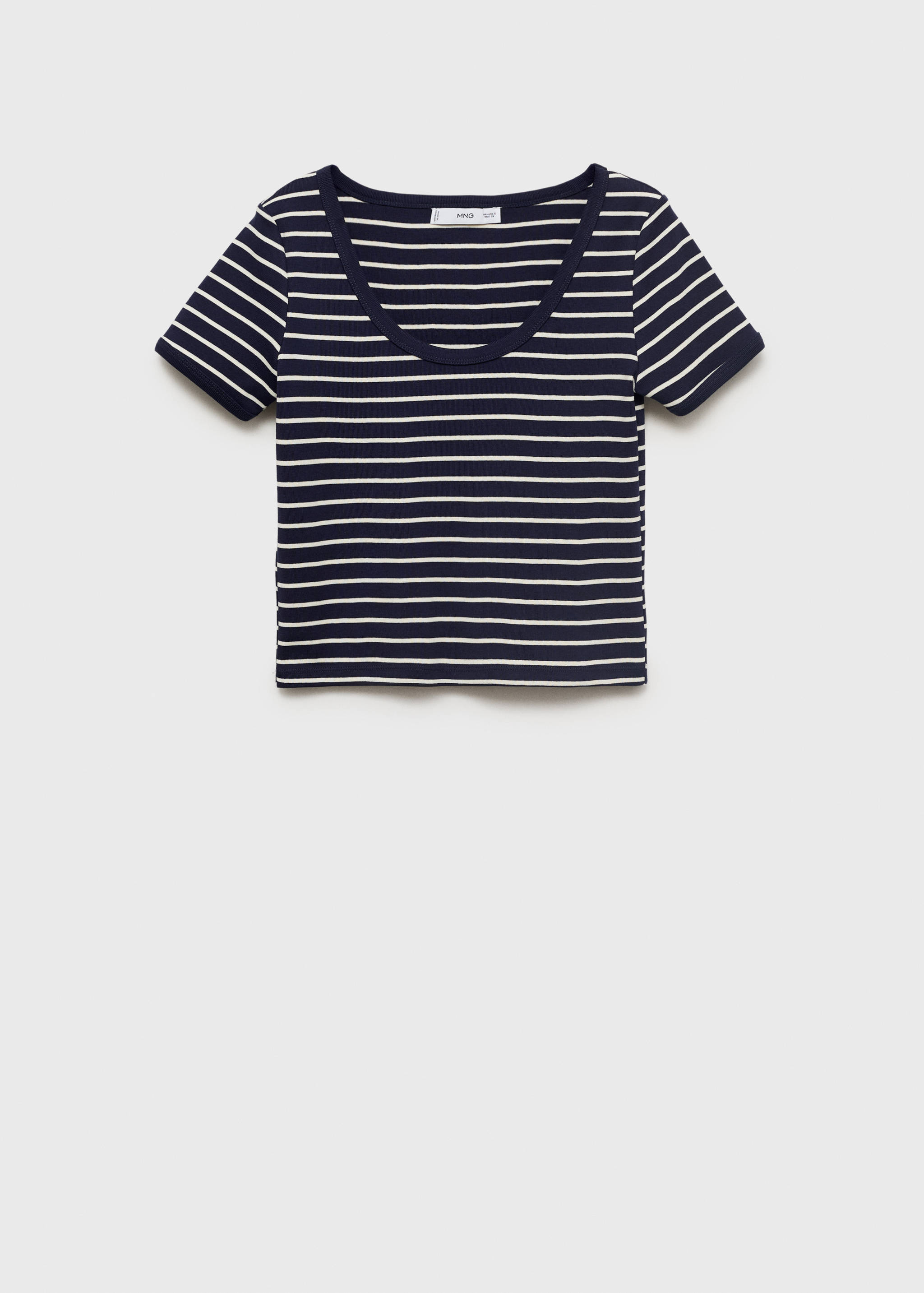 Striped cotton T-shirt with low neckline - Article without model