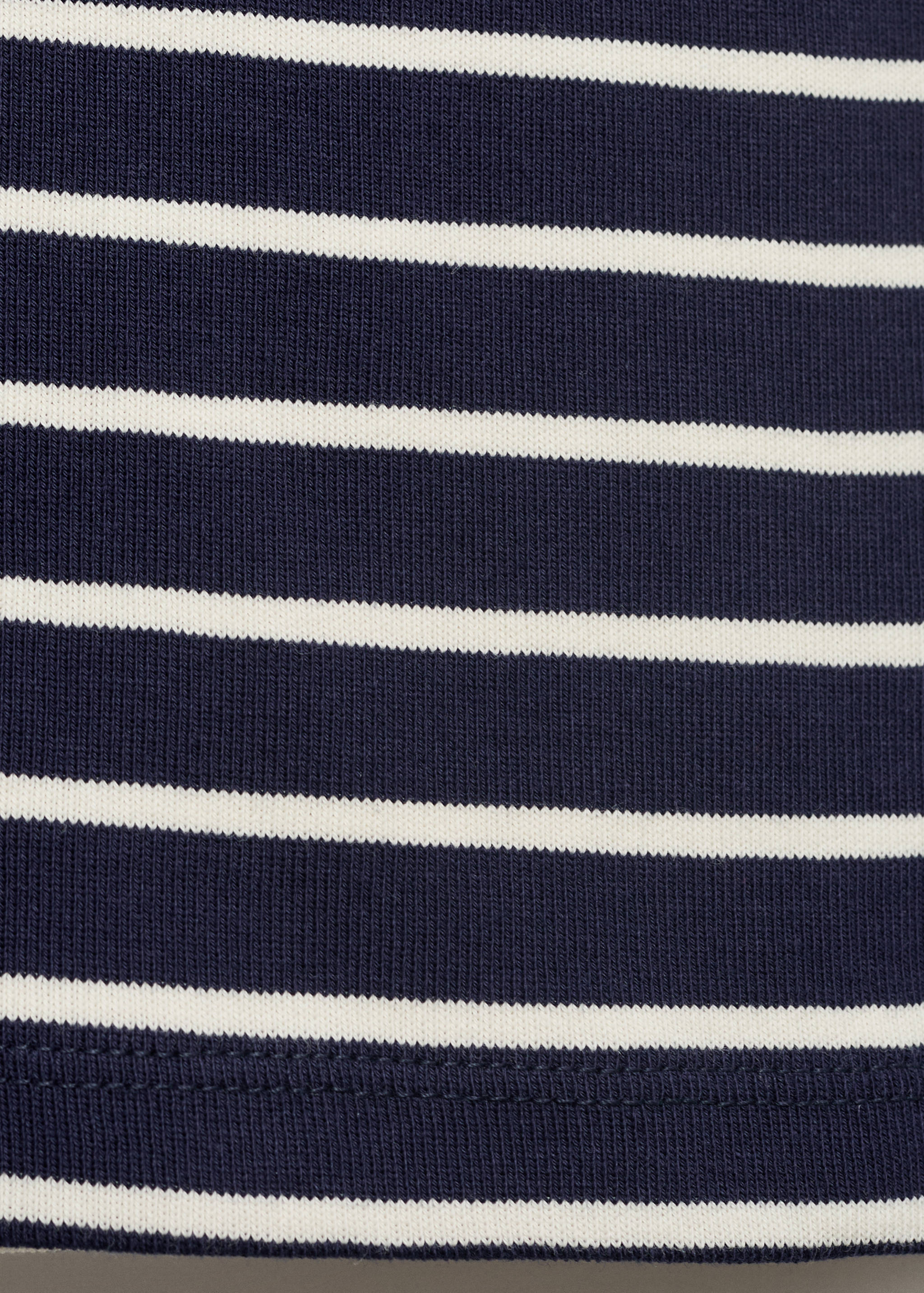 Striped cotton T-shirt with low neckline - Details of the article 0