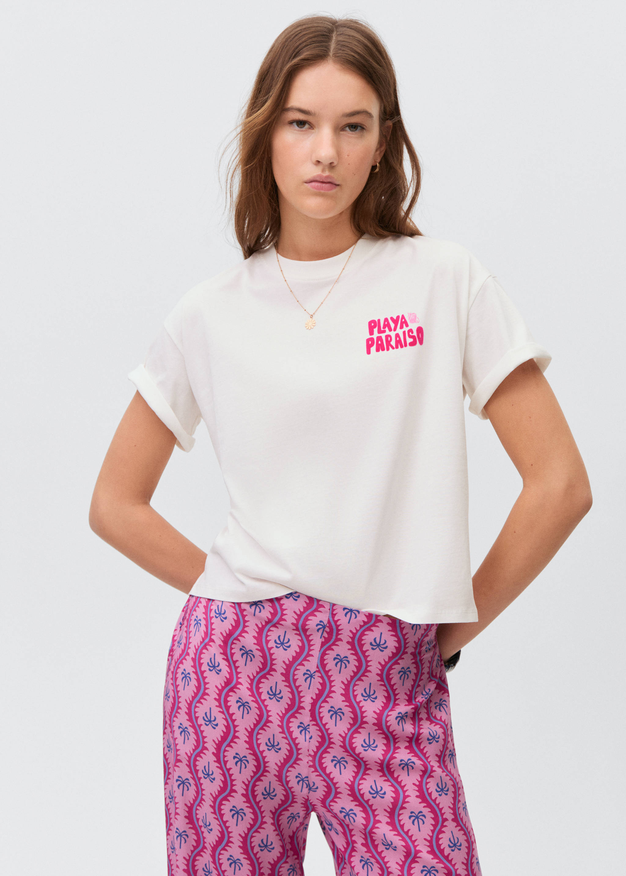 T-shirt estampado praia - Plano médio