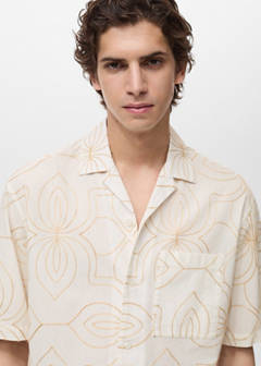 Shirt with embroidered bowling collar — White 4