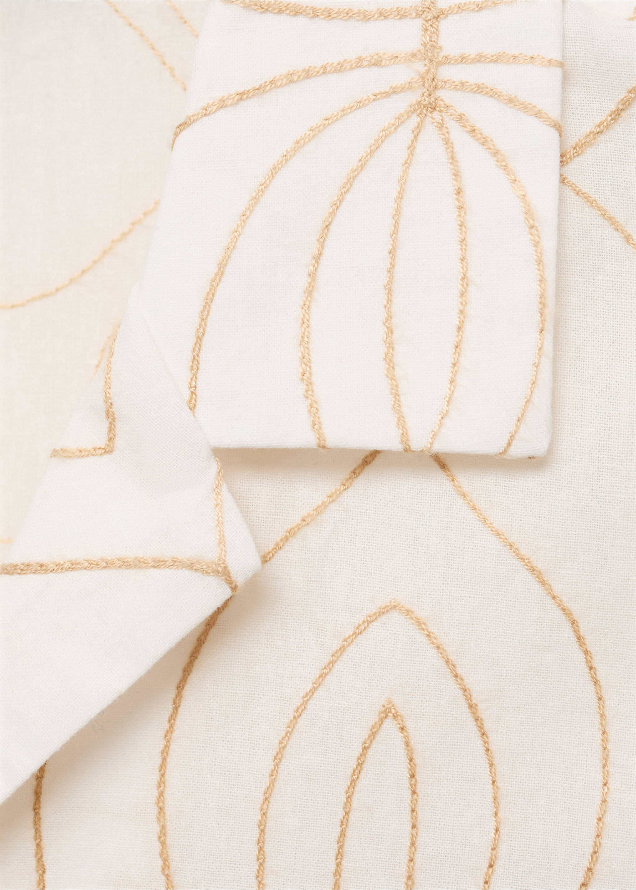 Shirt with embroidered bowling collar - Details of the article 0, White. Ref: 87059215-00.