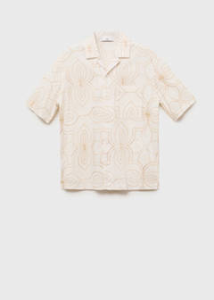 Shirt with embroidered bowling collar — White 18