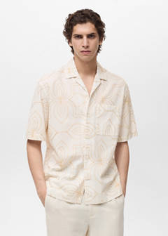 Shirt with embroidered bowling collar — White 20