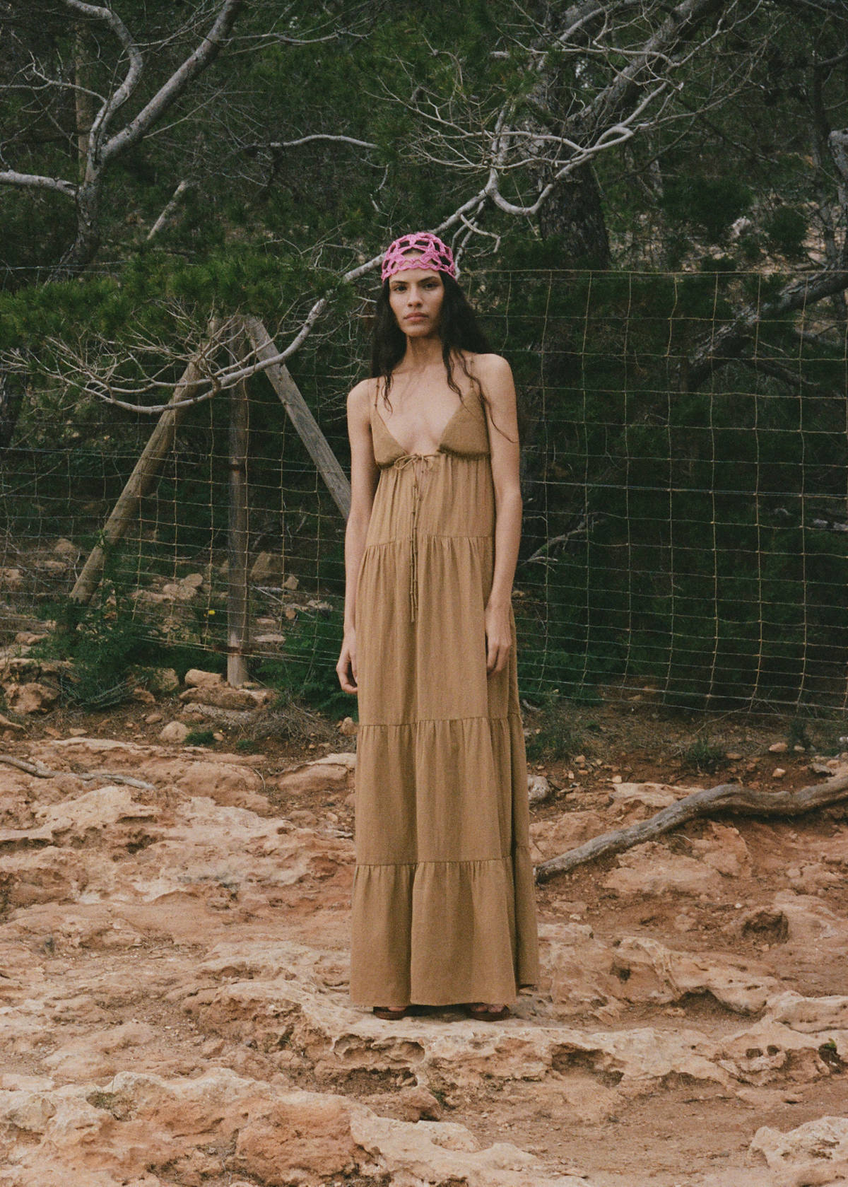 V-neck cotton dress — Light/Pastel Grey