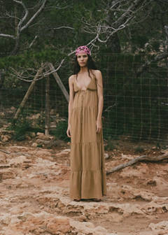 V-neck cotton dress — Light/Pastel Grey 2