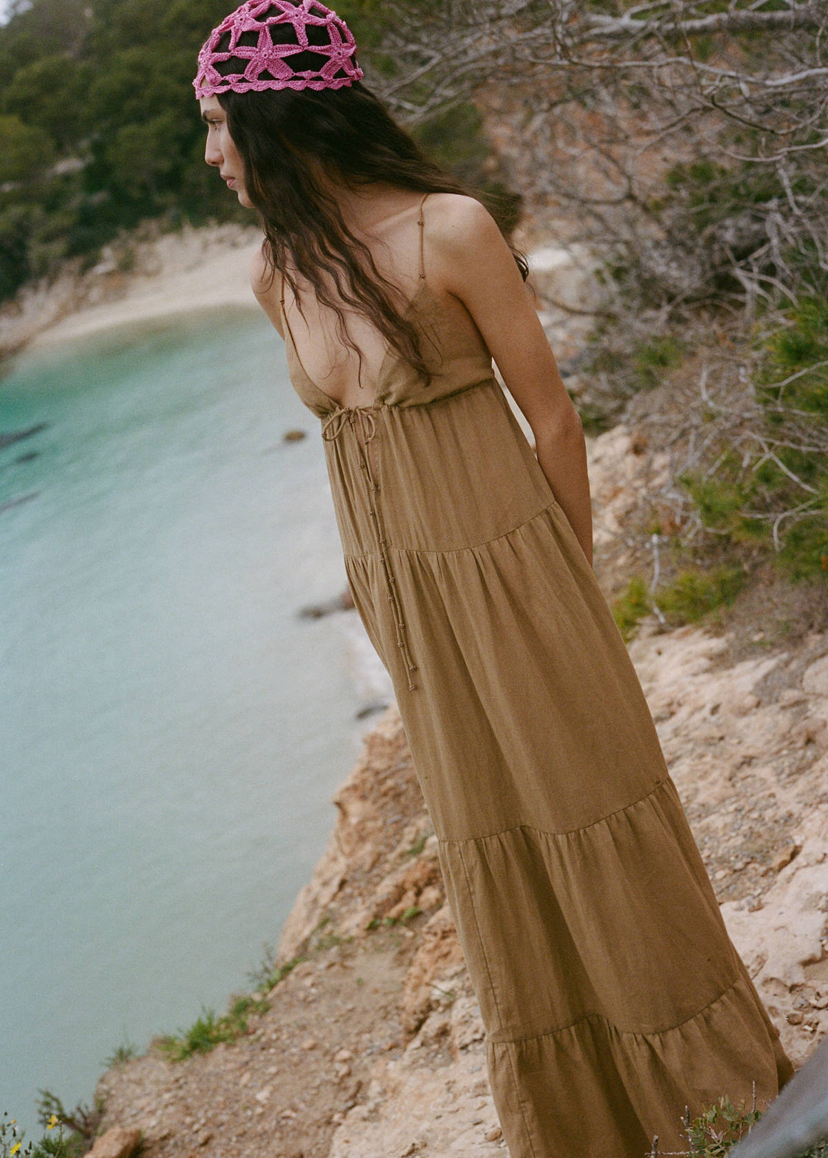 V-neck cotton dress — Light/Pastel Grey