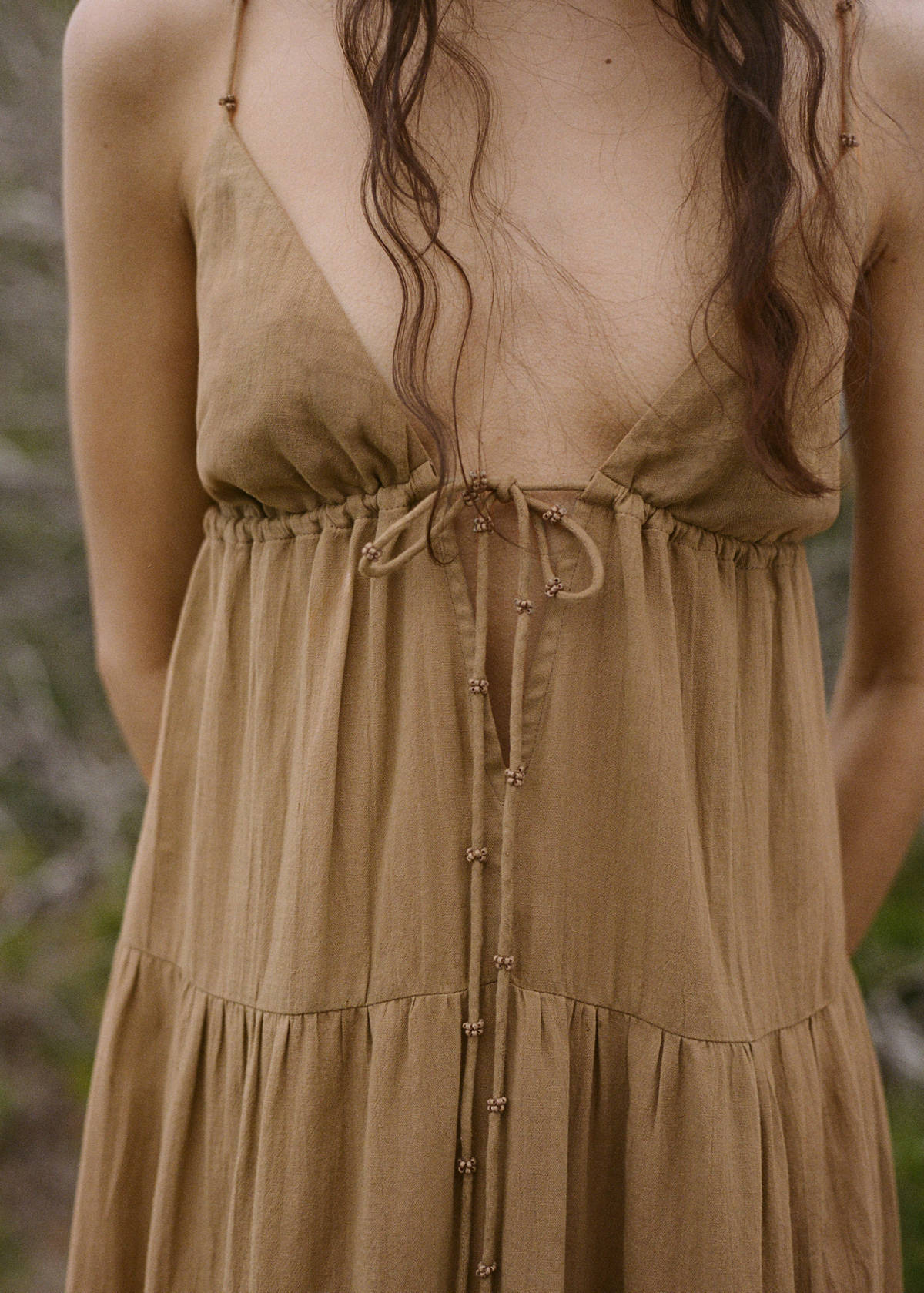 V-neck cotton dress — Light/Pastel Grey