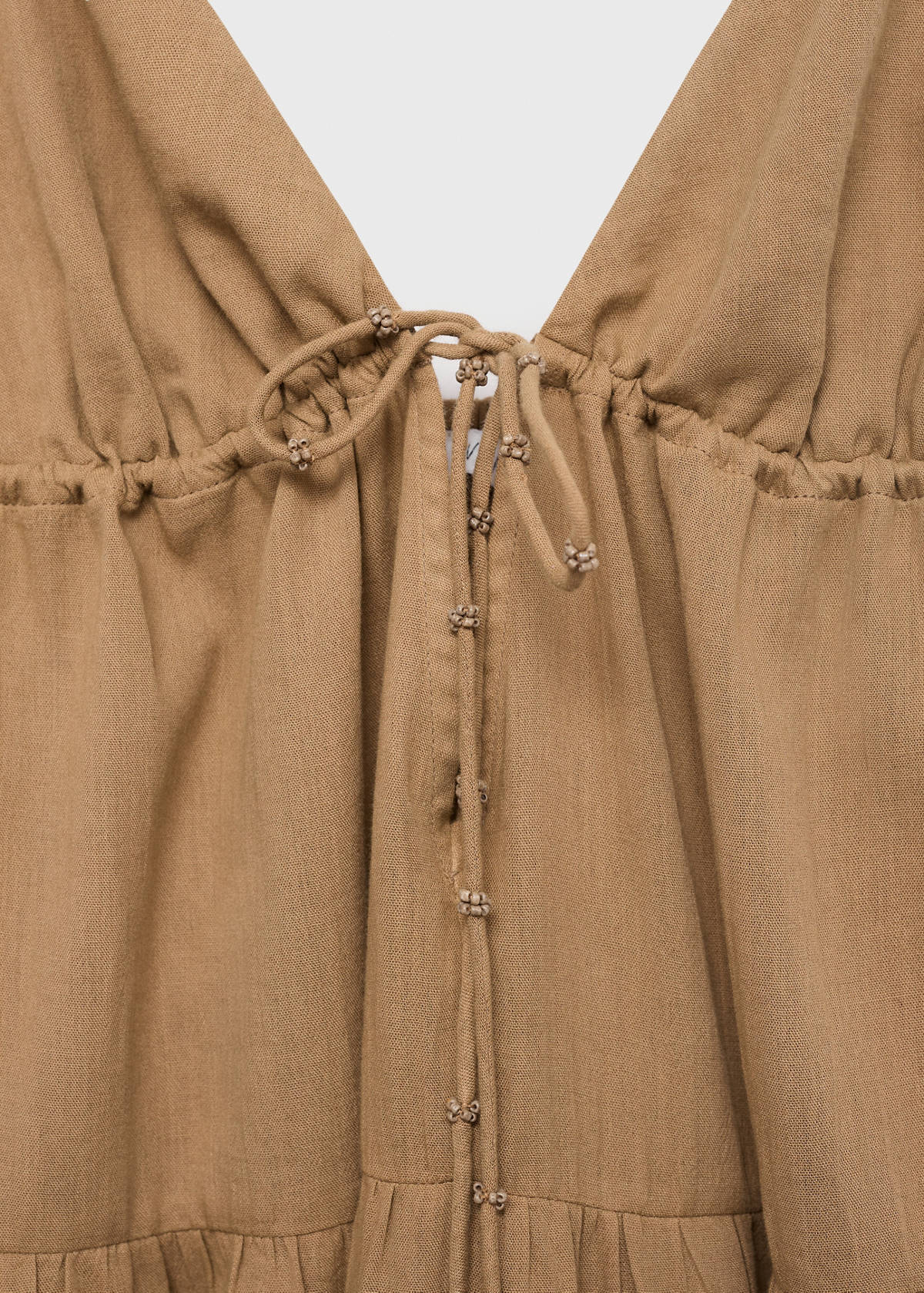 V-neck cotton dress — Light/Pastel Grey