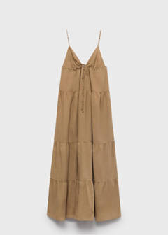 V-neck cotton dress — Light/Pastel Grey 6