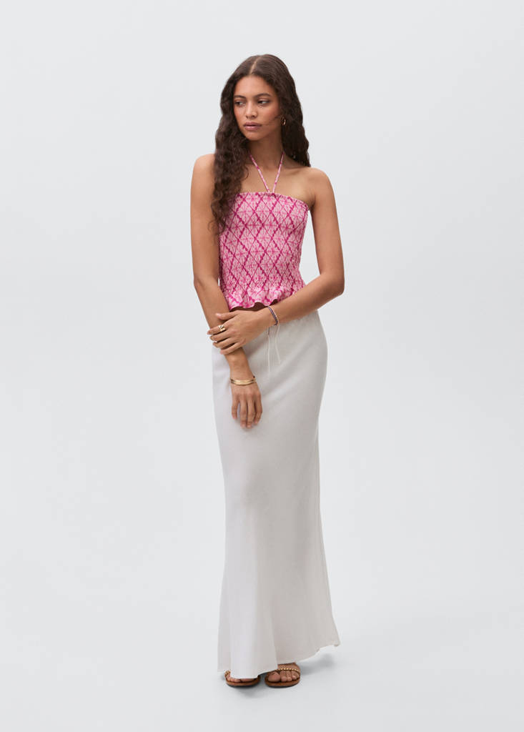 Ruffle printed top — Pink