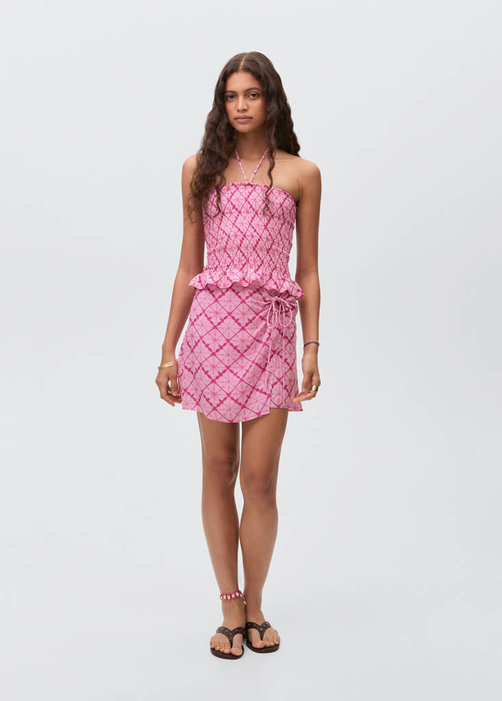 Ruffle printed top — Pink