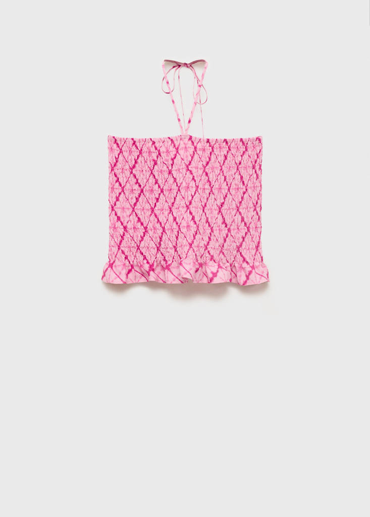 Ruffle printed top — Pink