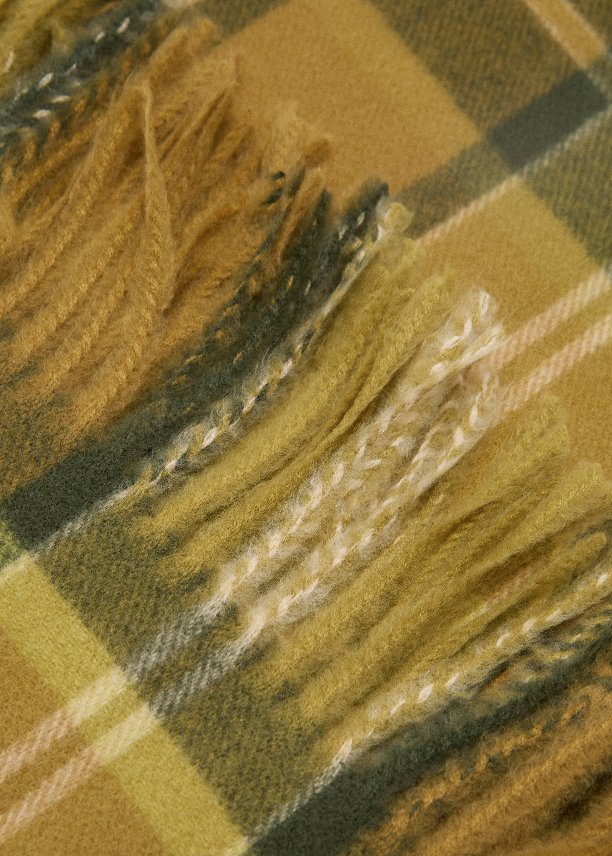 Check scarf with fringed ends - Medium plane