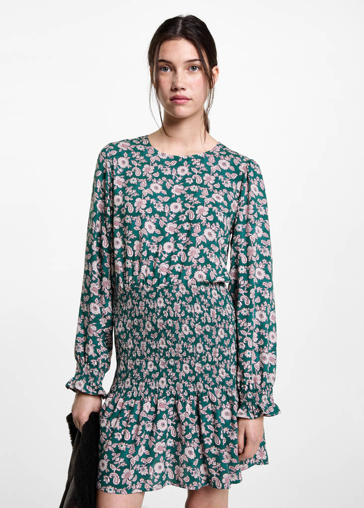 Letter-print ruffled dress — Dark Navy