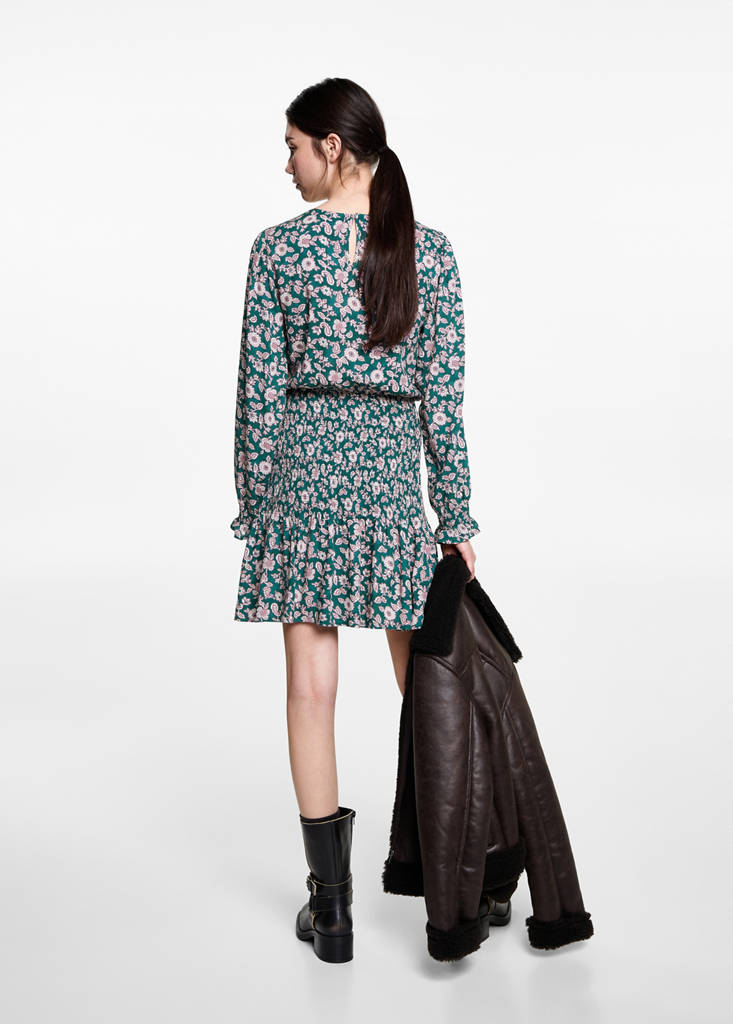 Letter-print ruffled dress — Dark Navy