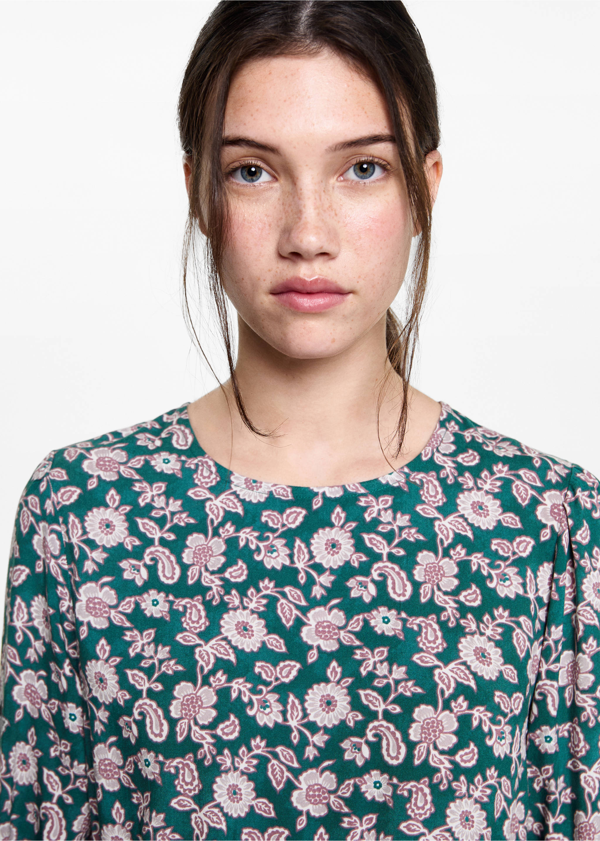 Letter-print ruffled dress - Details of the article 1, Dark Navy. Ref: 87060261-00.