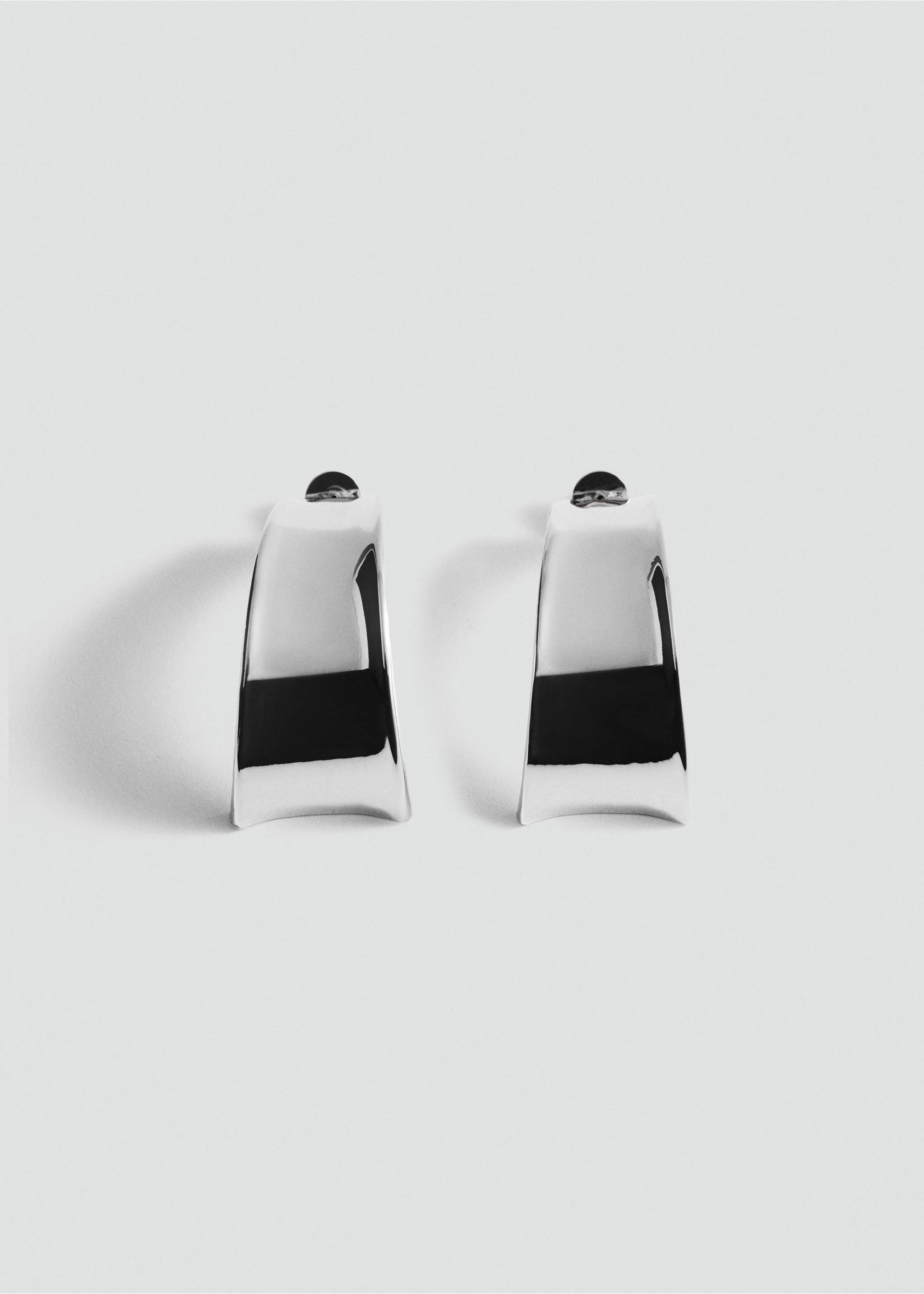 Wavy maxi relief earrings - Article without model, Silver. Ref: 87060423-00.