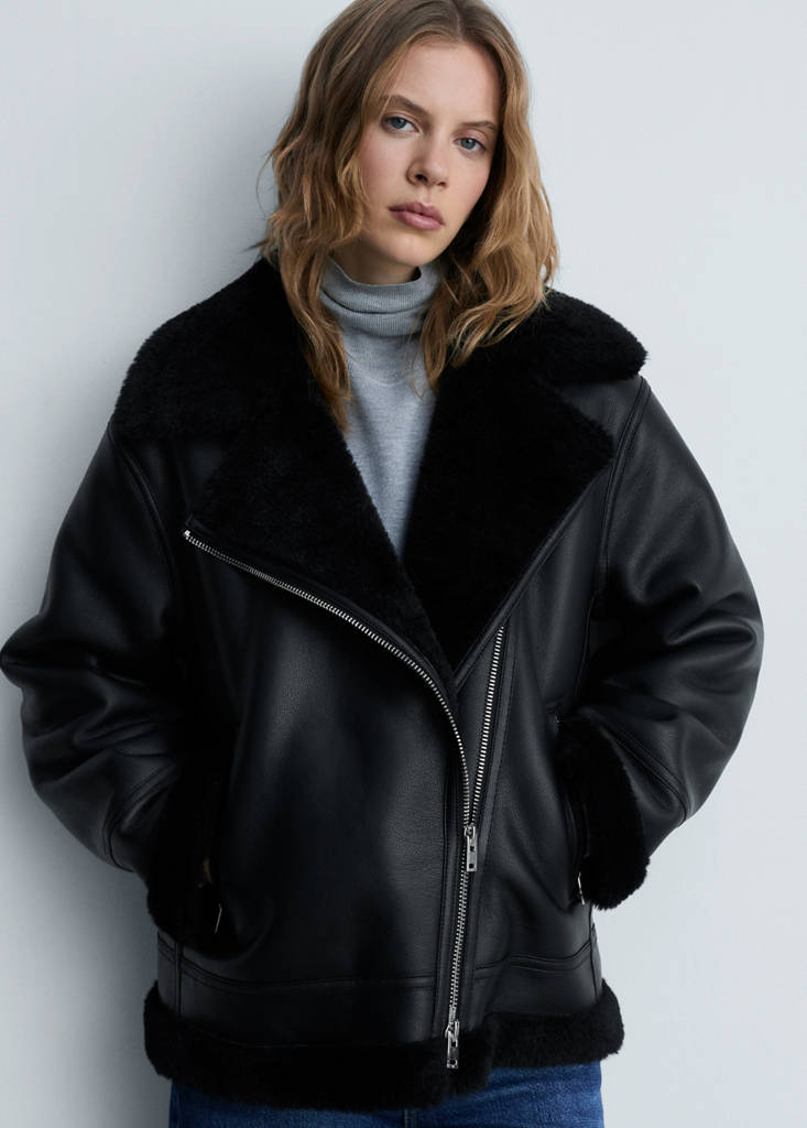 Double-faced faux-leather jacket
