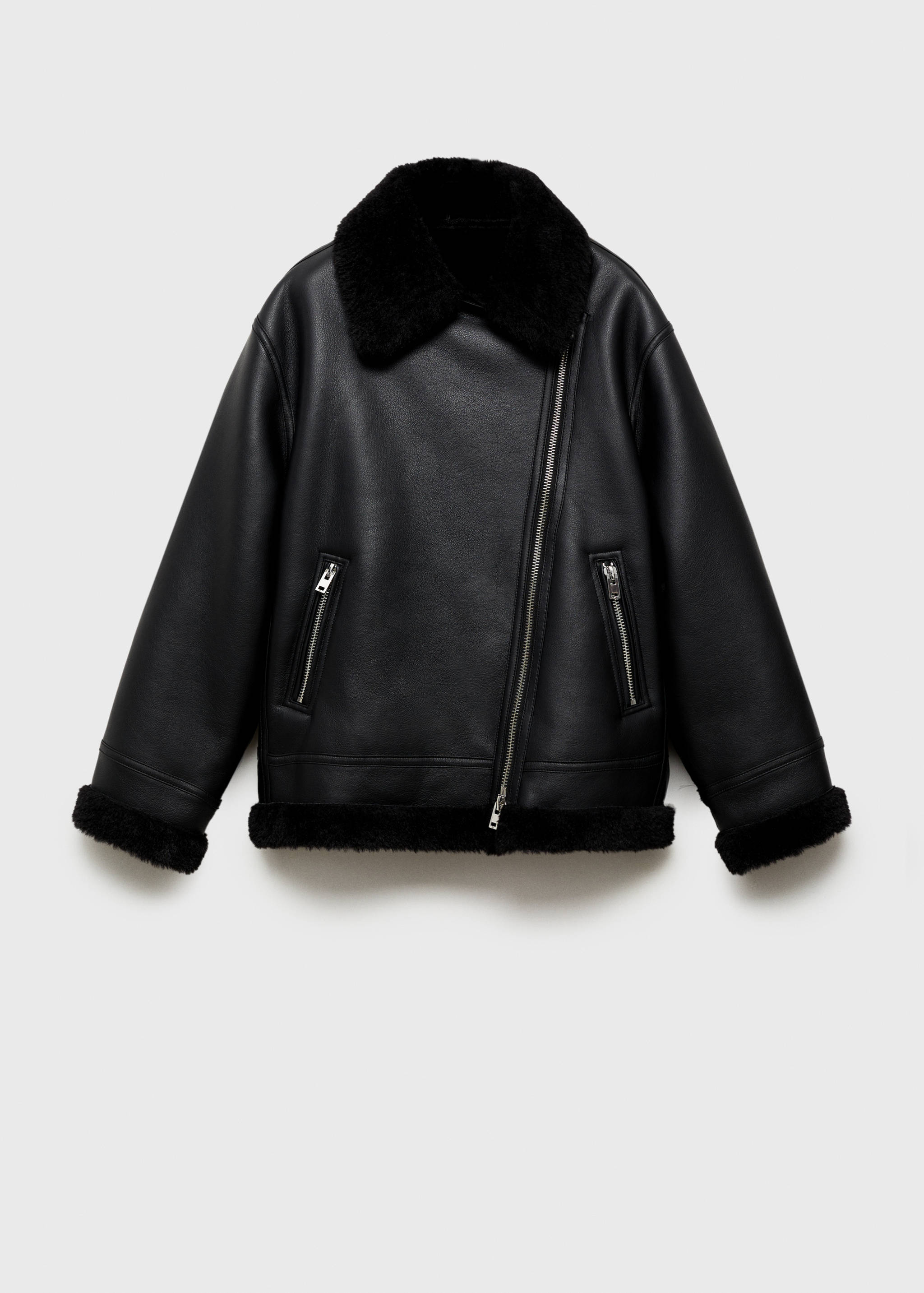 Double-faced faux-leather jacket - Article without model