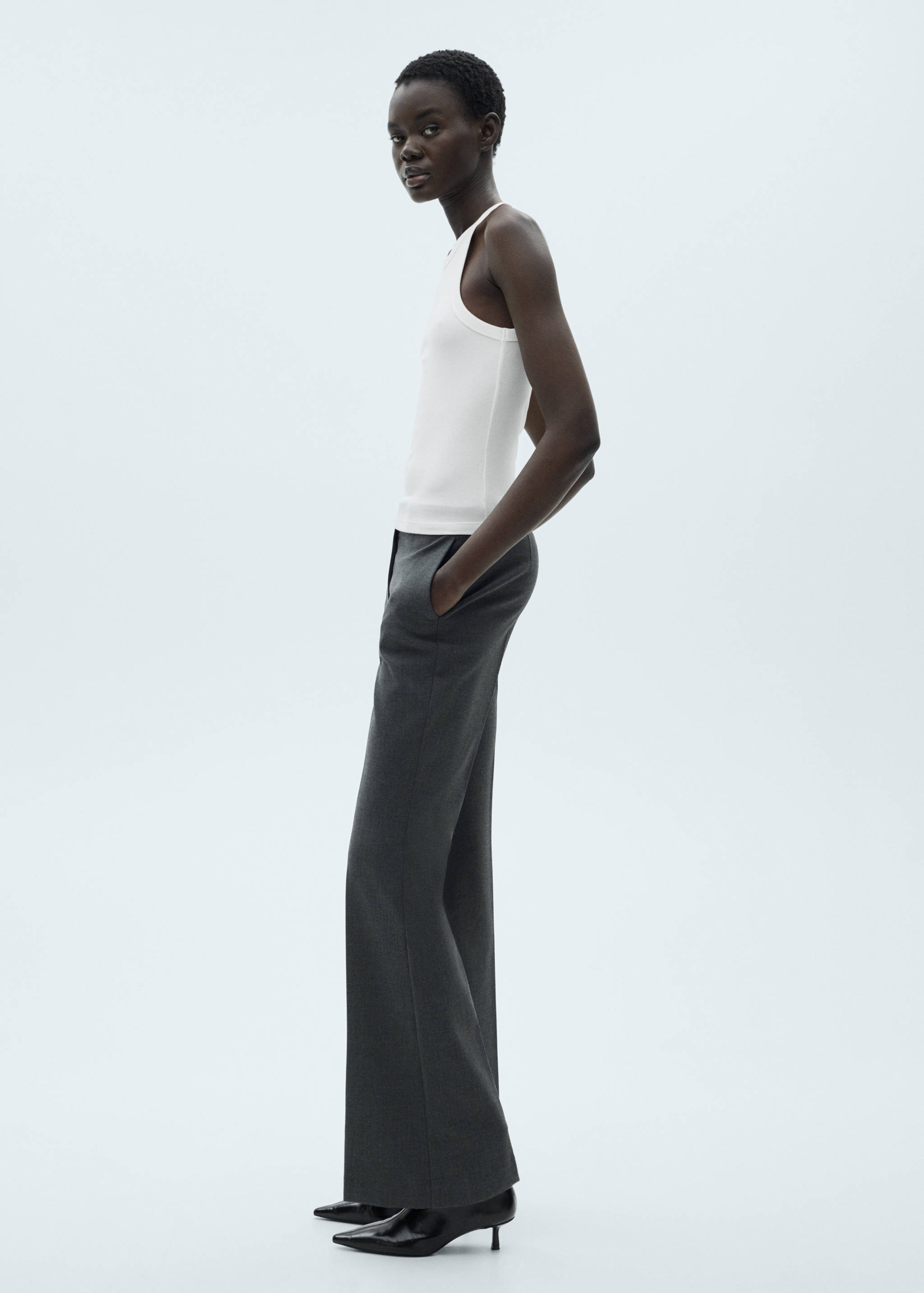 Ribbed cotton-blend top - General plane