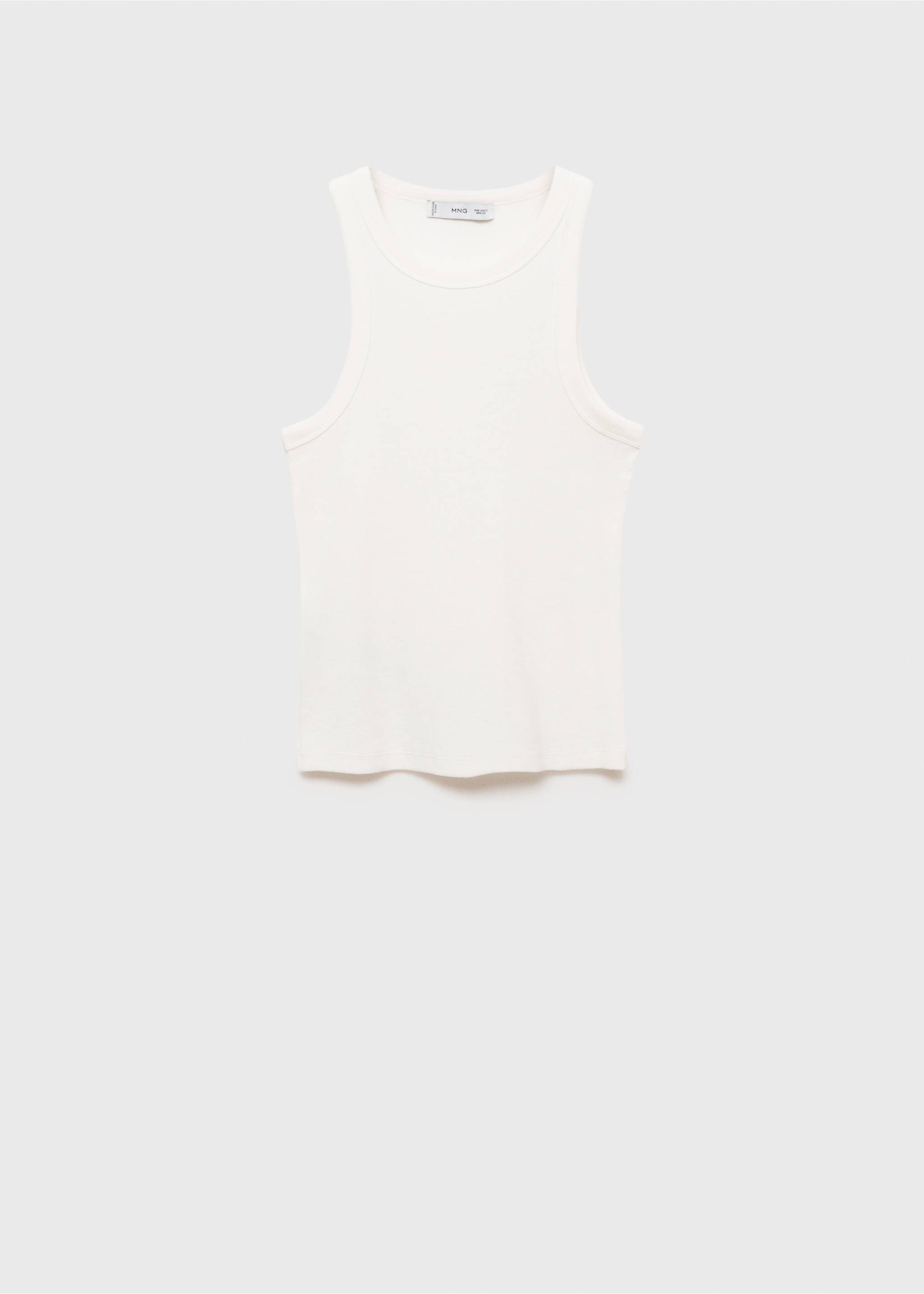 Off-white ribbed knit tank top with scoop neckline., White. Ref: 87060433-00.