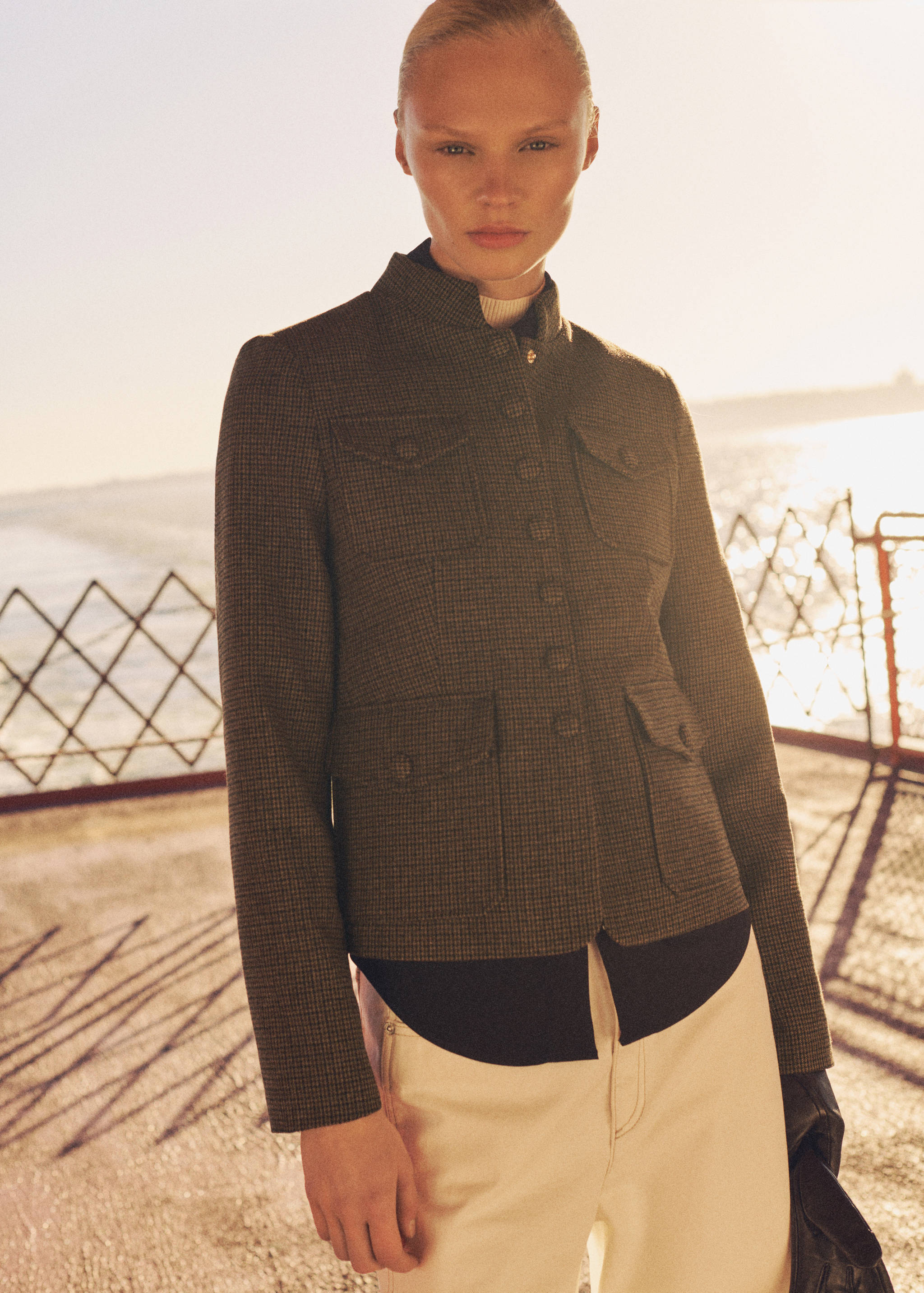 Micro-houndstooth wool jacket - Medium plane