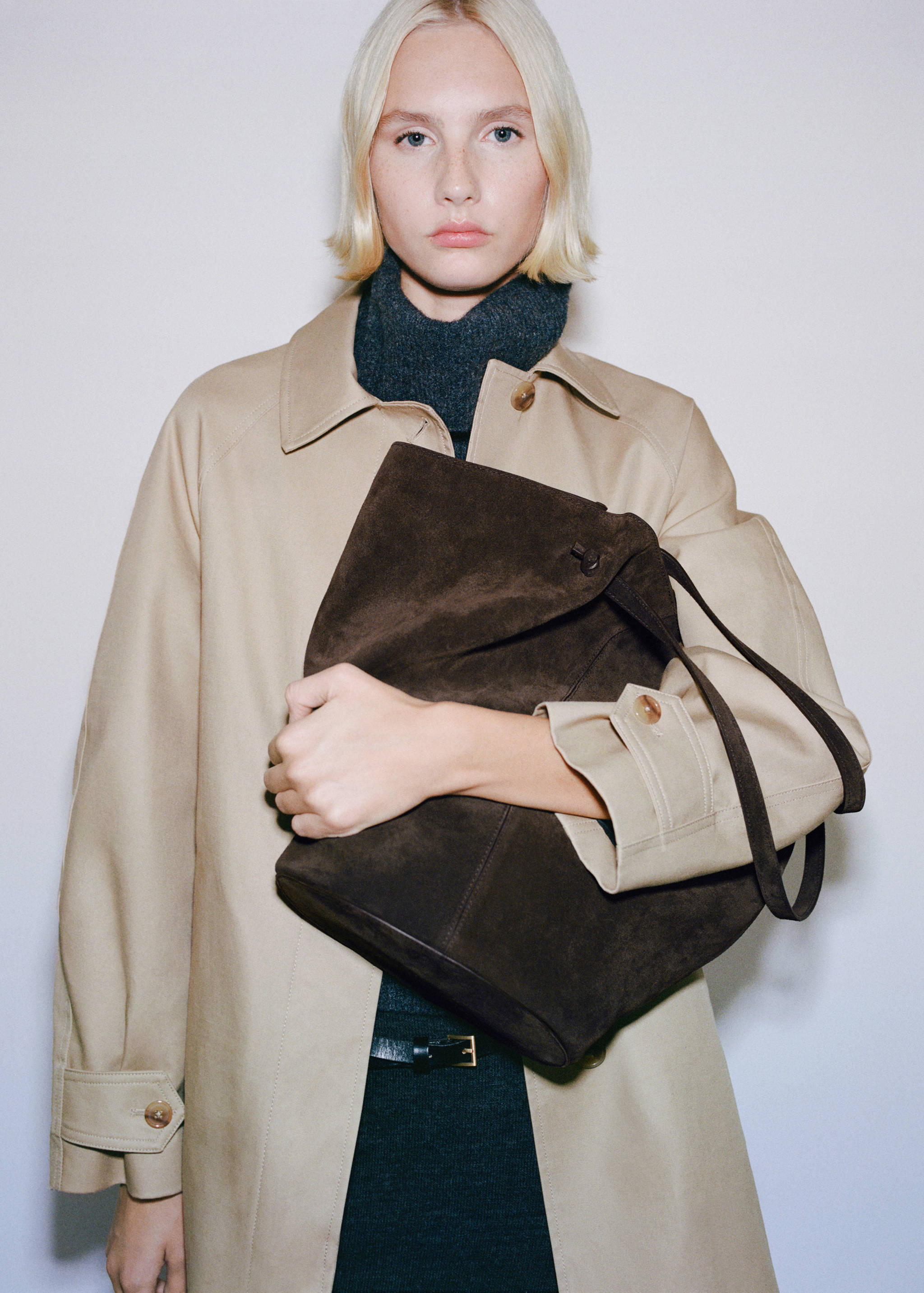 Suede leather shopper bag - General plane