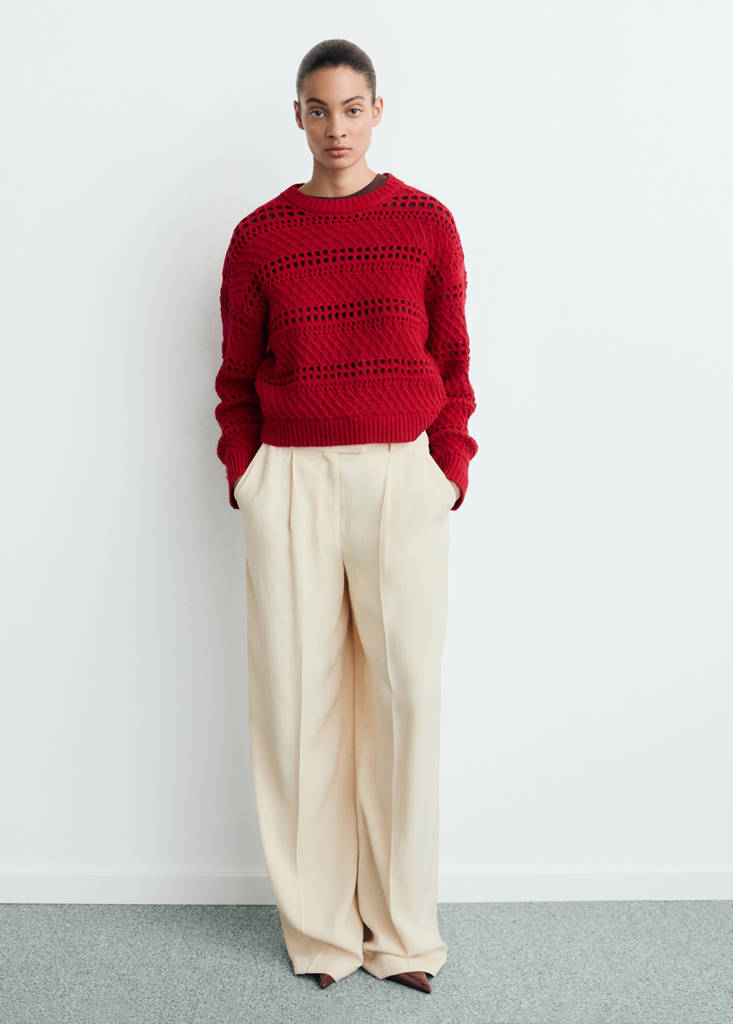 Openwork knit sweater — Red