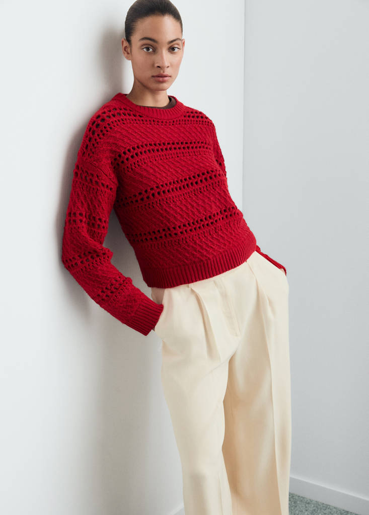 Openwork knit sweater — Red