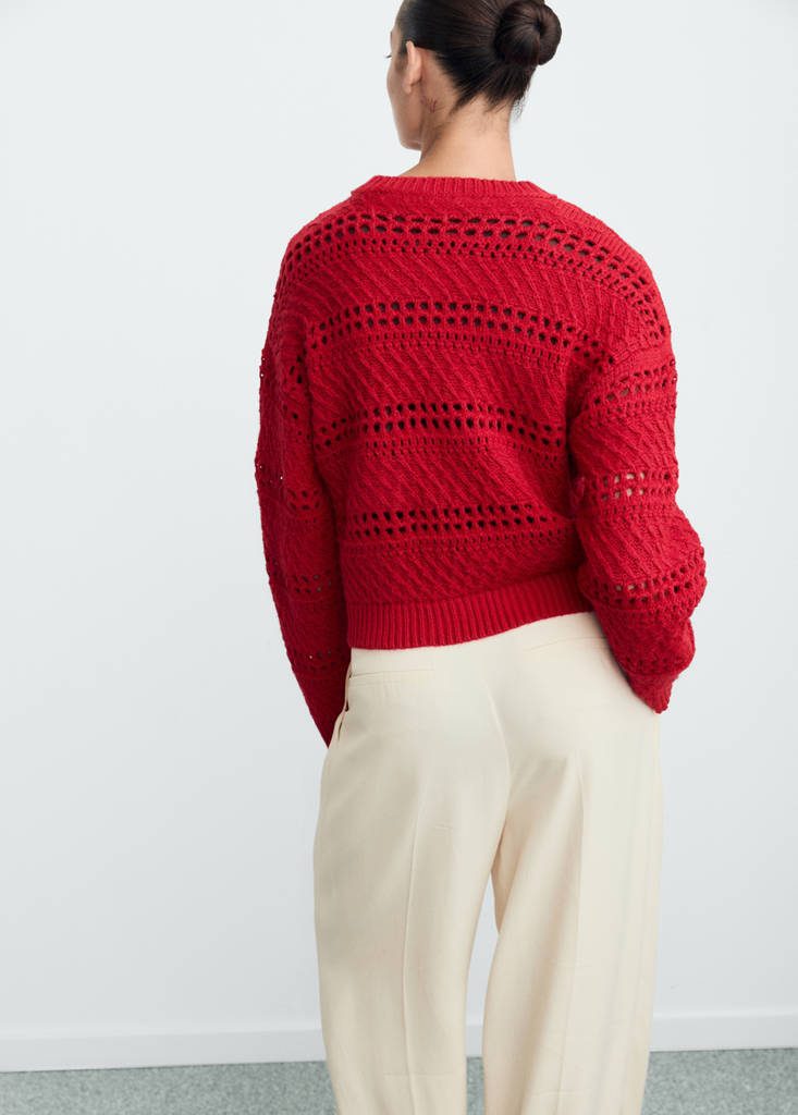 Openwork knit sweater — Red