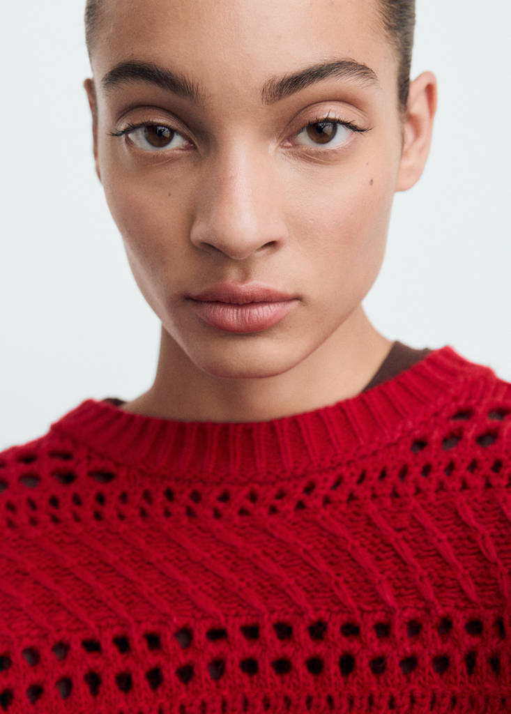 Openwork knit sweater — Red