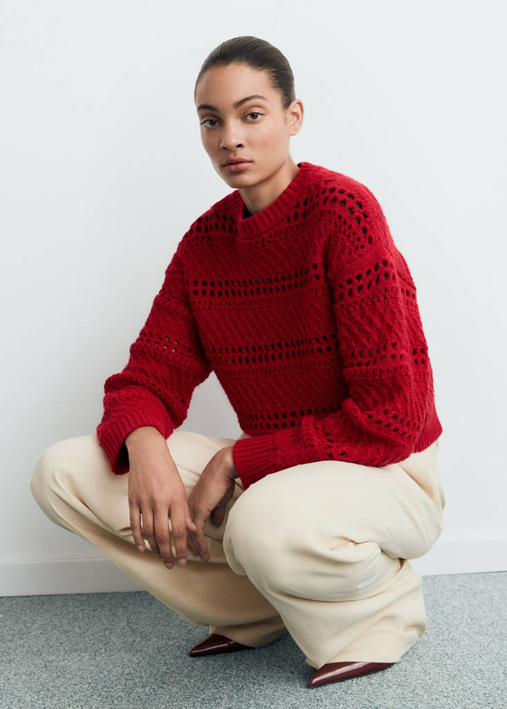 Openwork knit sweater — Red