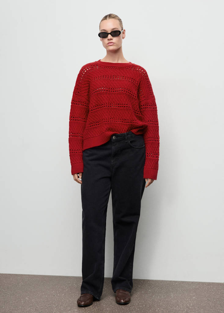 Openwork knit sweater — Red