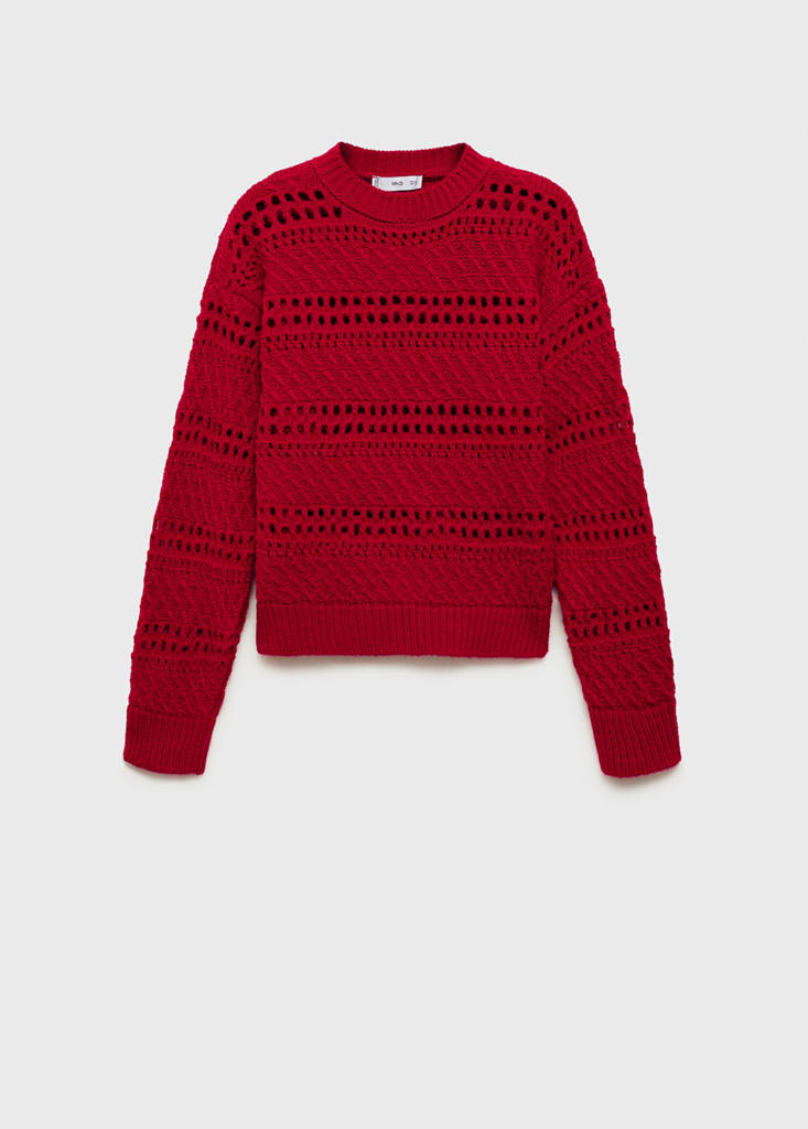 Openwork knit sweater — Red