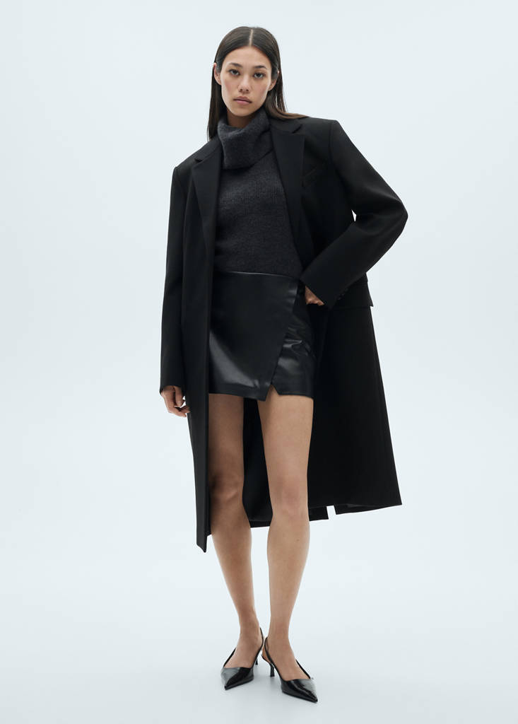 MANGO - Jupe short cuir synthétique noir - 32
