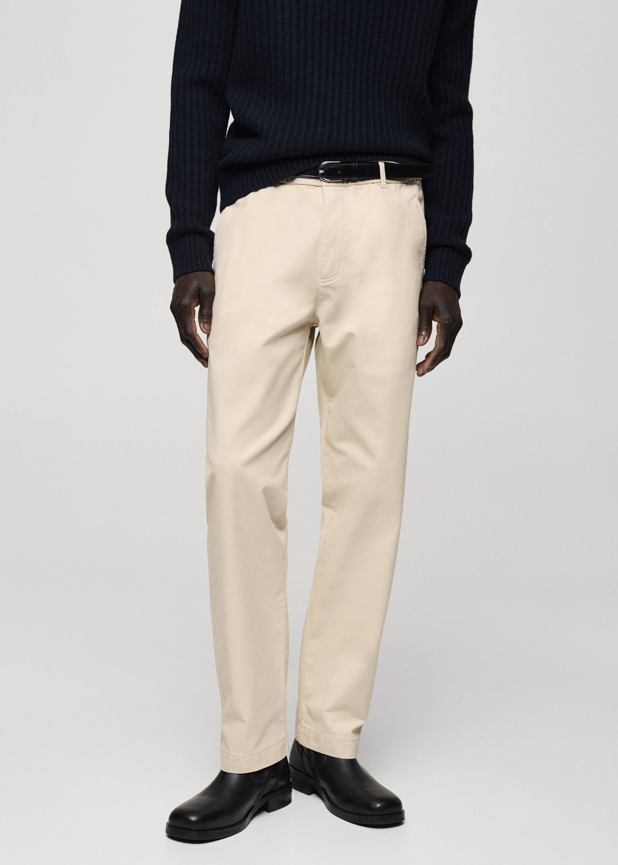 Pantalons cotó cordill regular fit - Pla mig