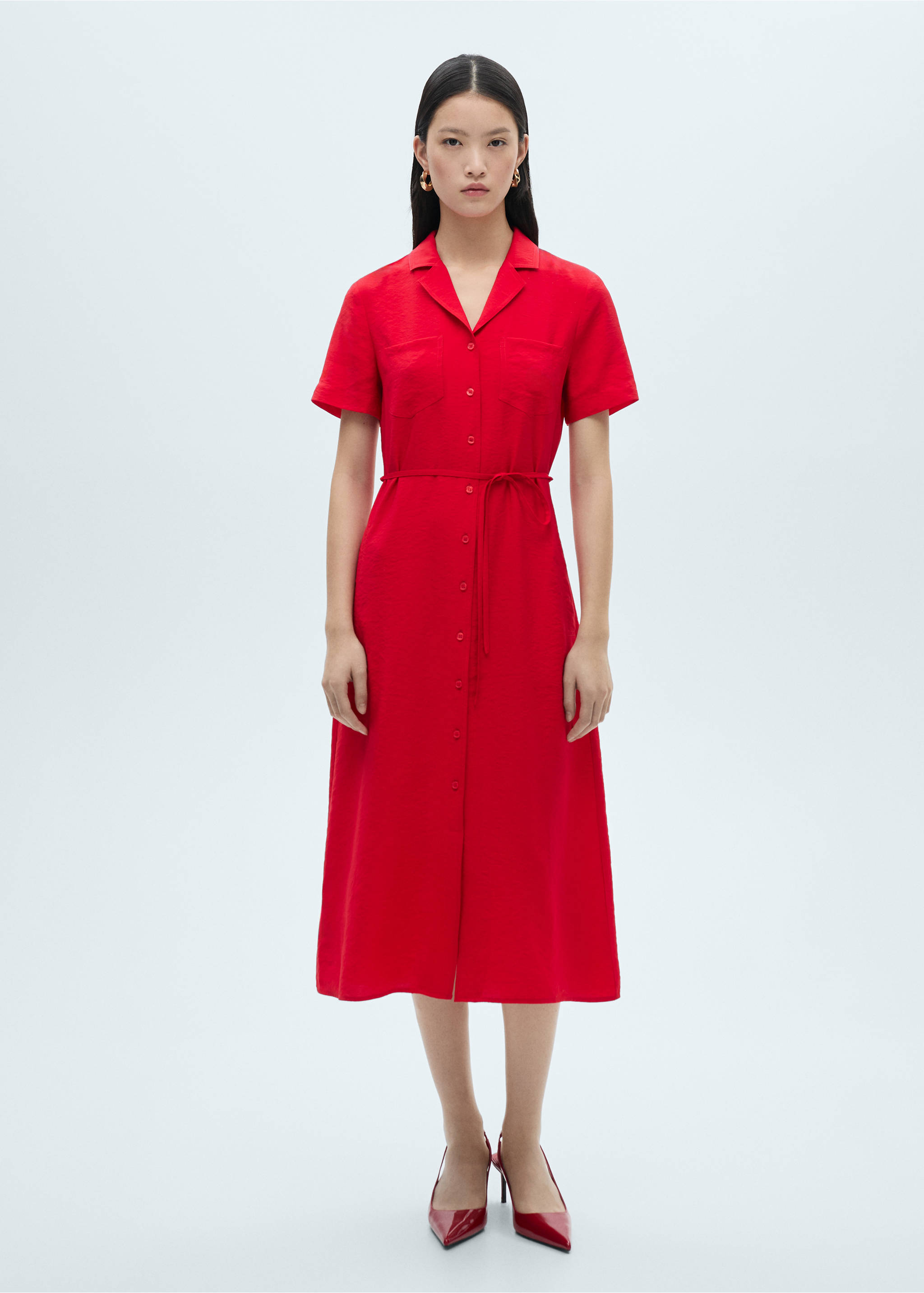 Pockets shirt dress - General plane, Red. Ref: 87060577-00.