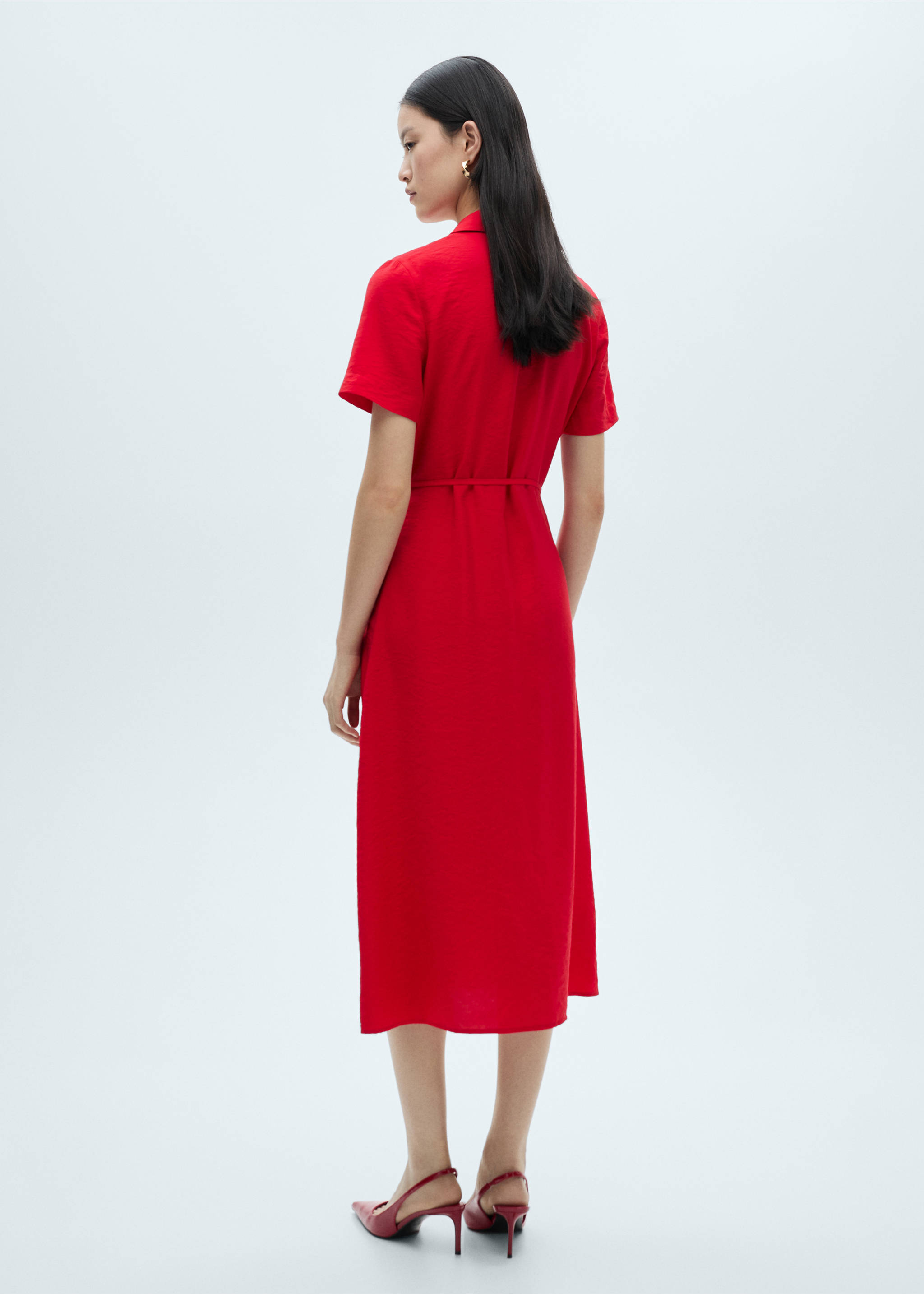 Pockets shirt dress - Reverse of the article, Red. Ref: 87060577-00.