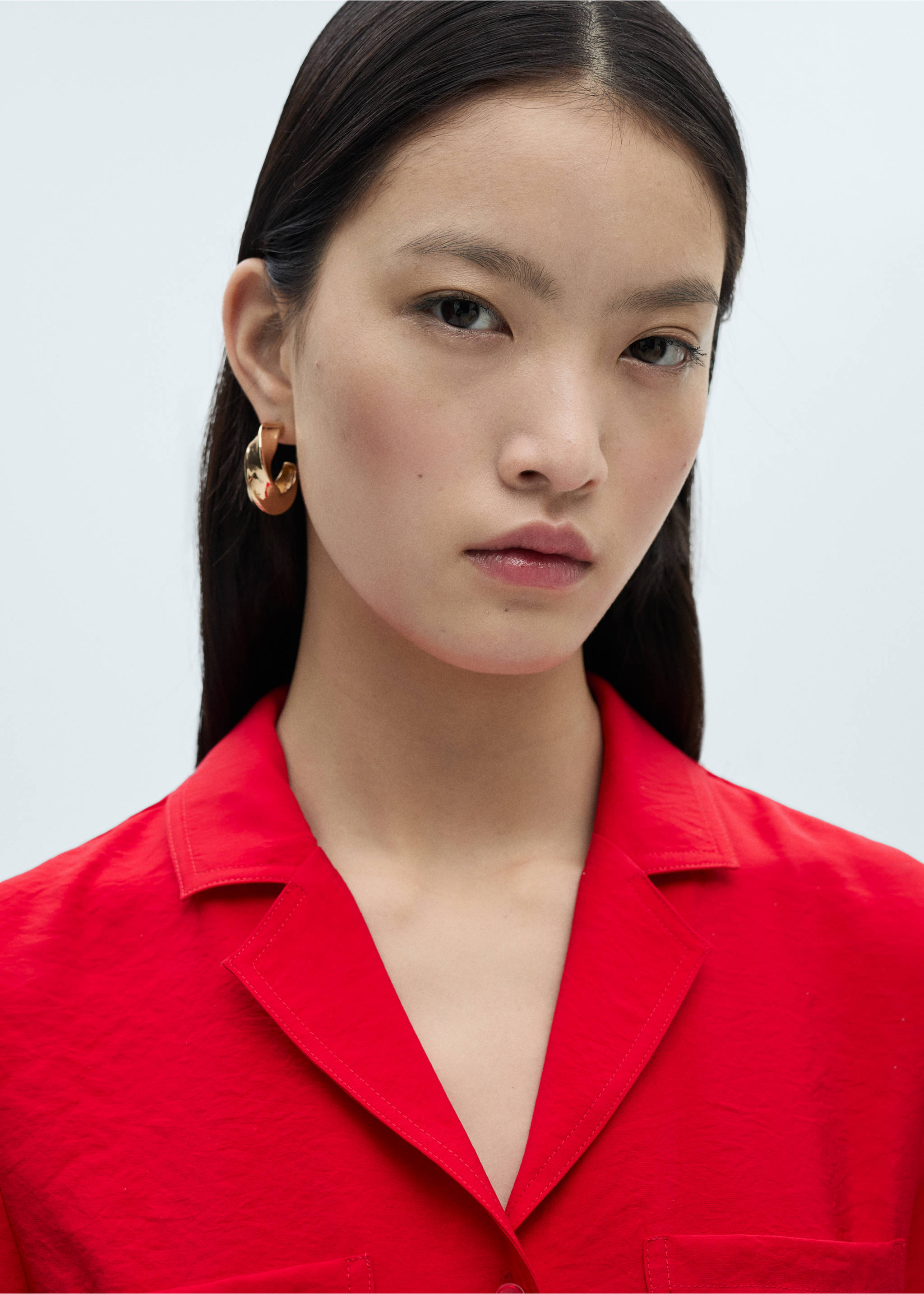 Pockets shirt dress - Details of the article 1, Red. Ref: 87060577-00.