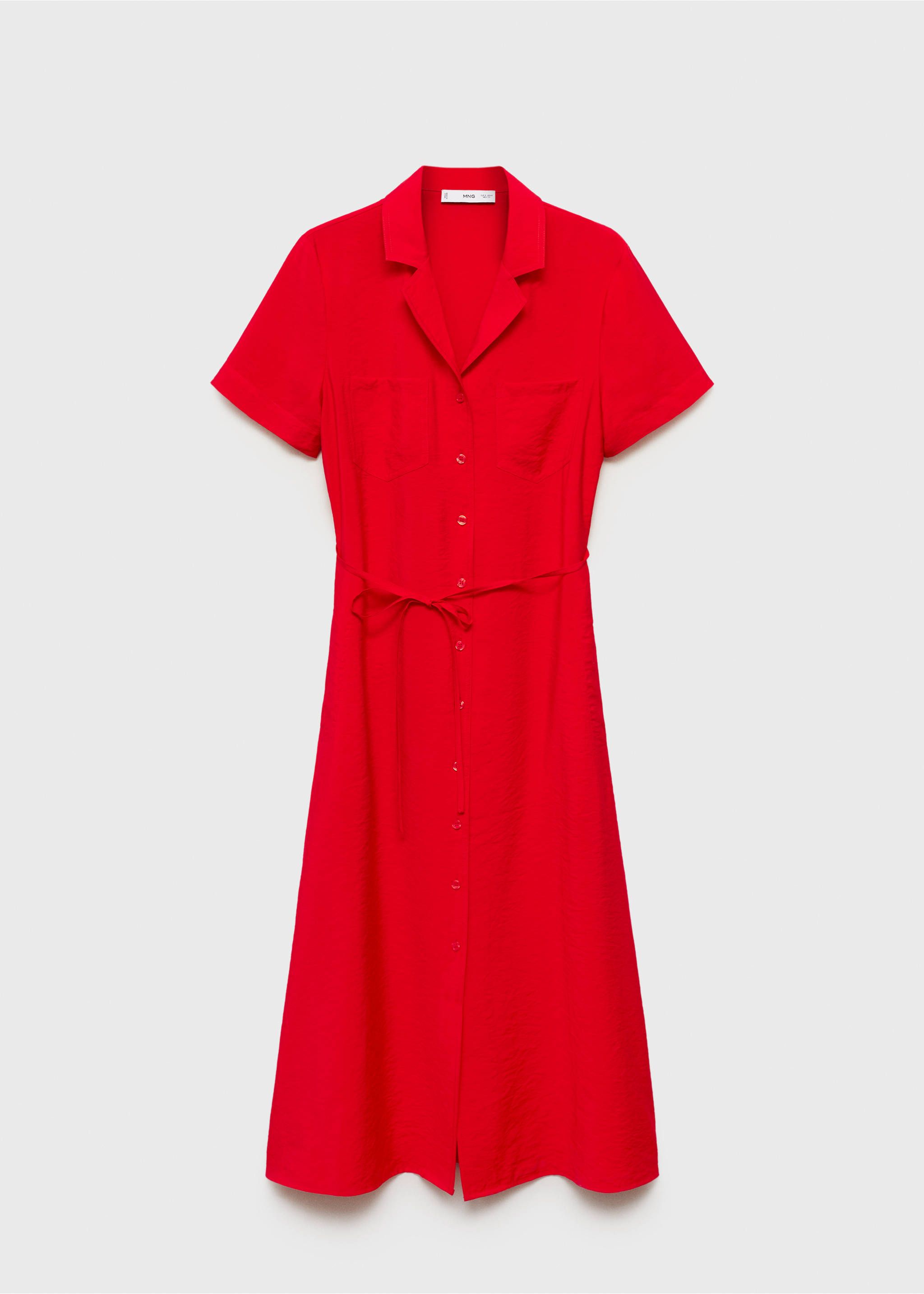 Pockets shirt dress - Article without model, Red. Ref: 87060577-00.