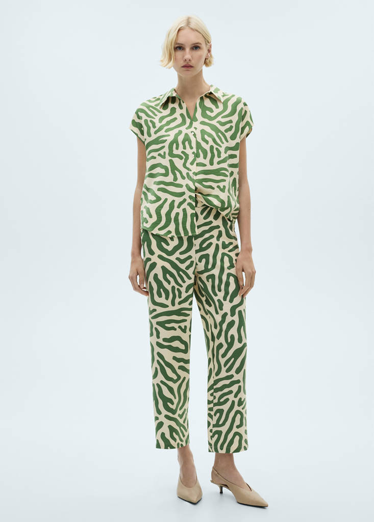 Printed straight trousers — Green