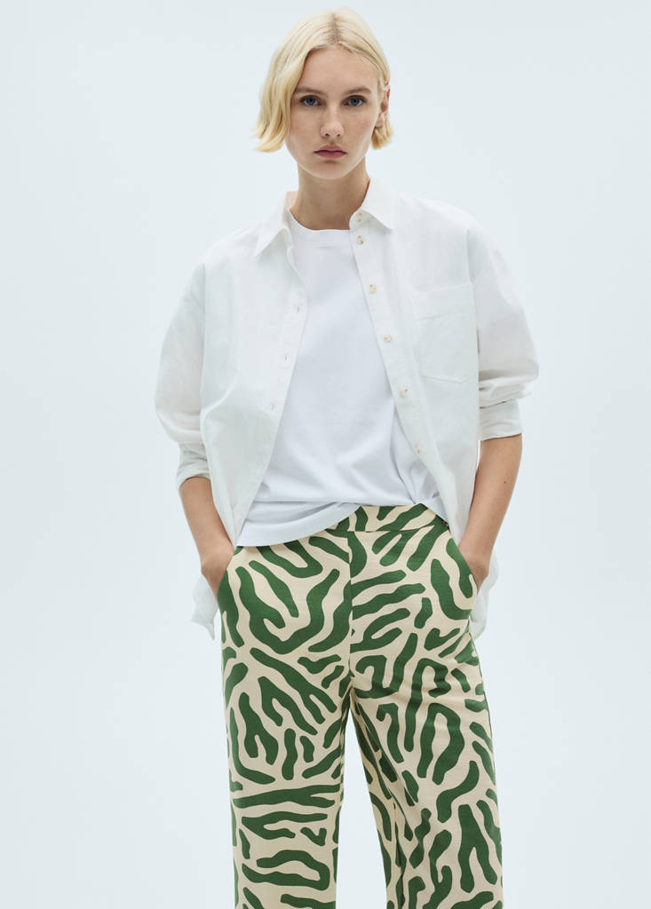 Printed straight trousers — Green