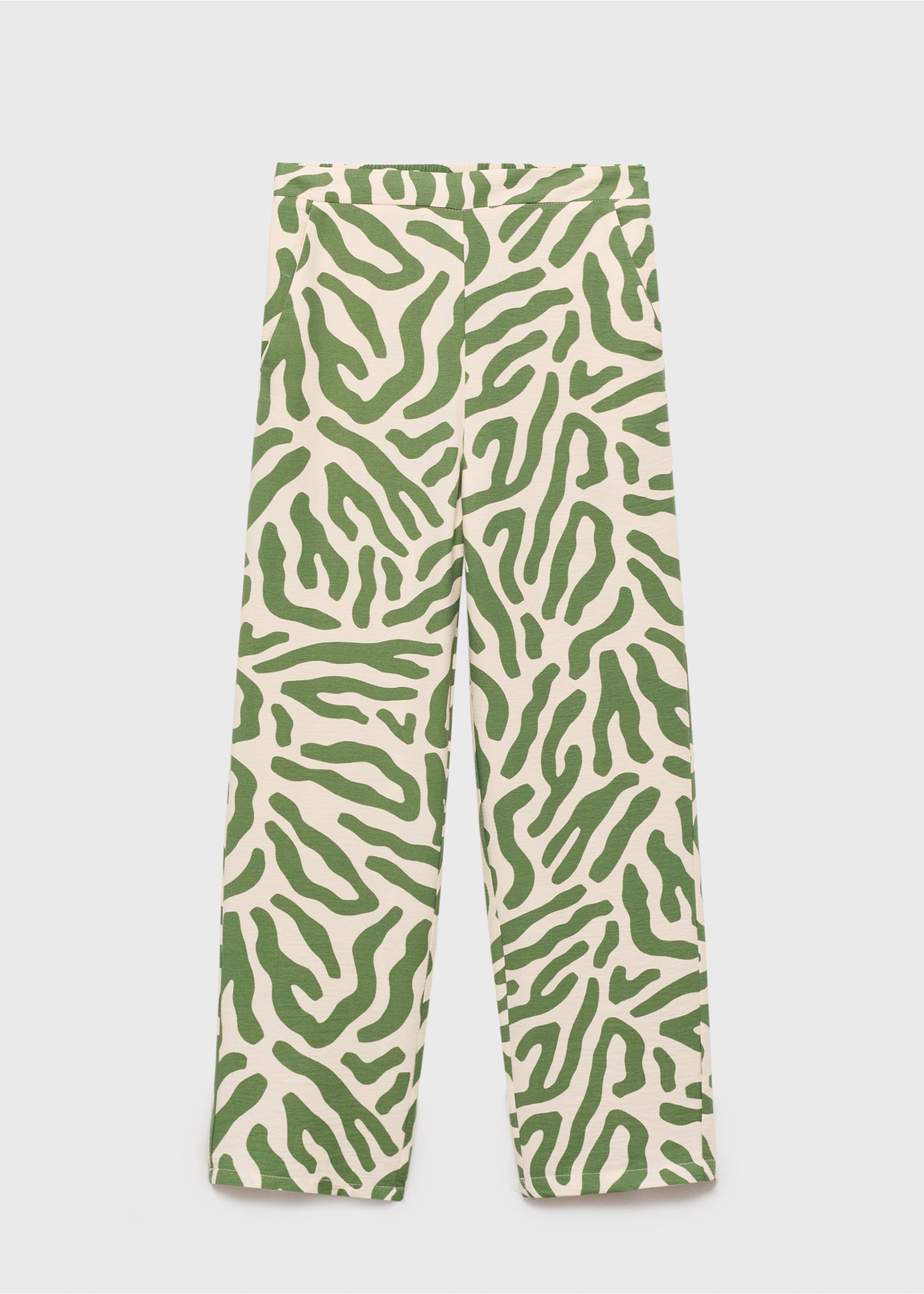 Printed straight pants - Article without model, Green. Ref: 87060579-00.