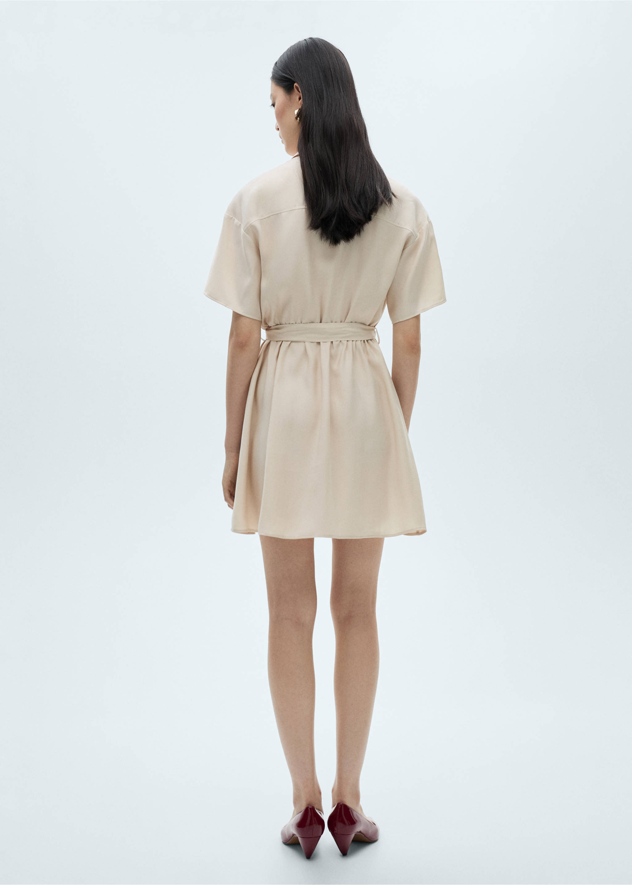 腰带衬衫裙 - null, 米黄色. Ref: 87060583-00.