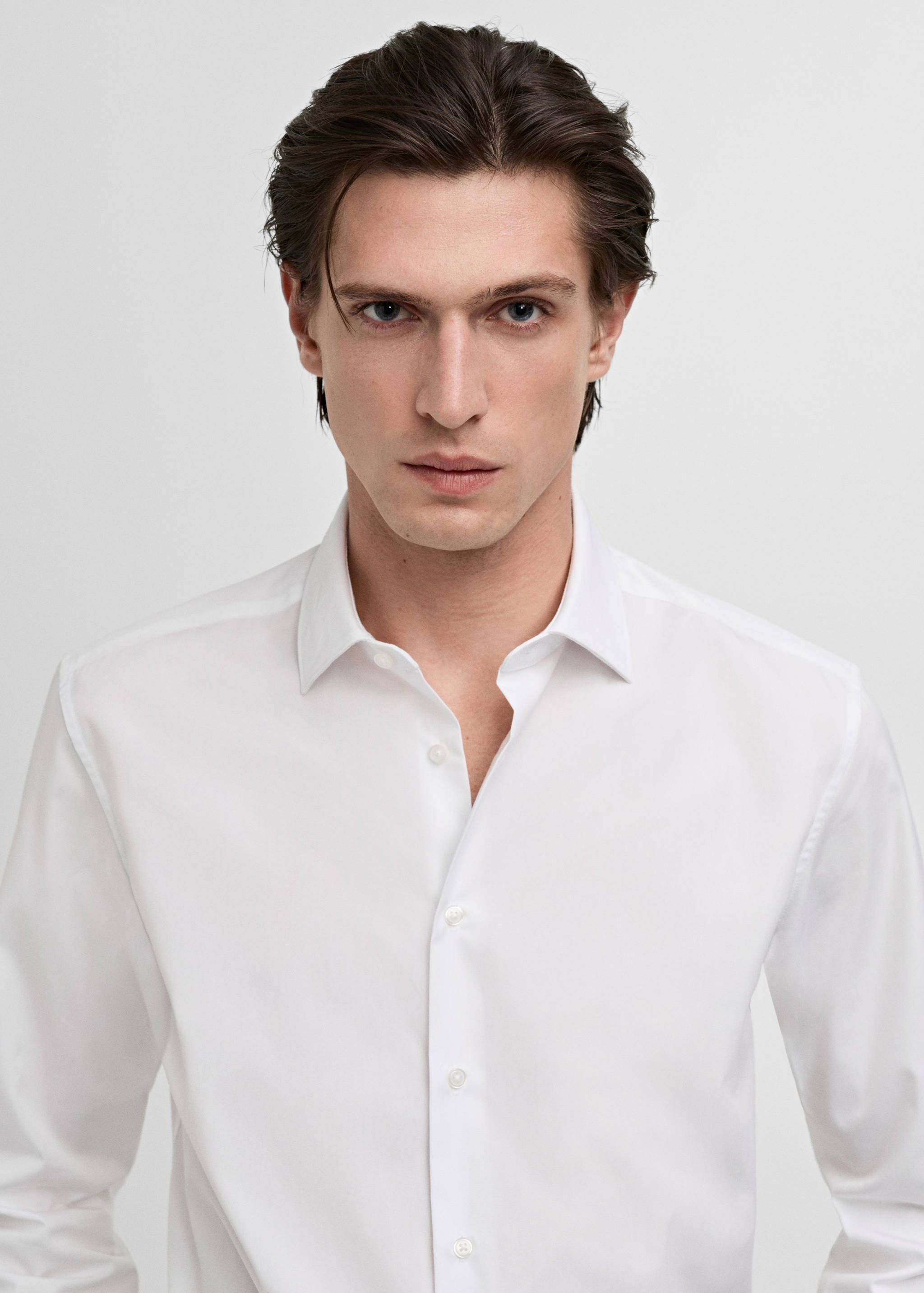 Slim-fit cotton poplin suit shirt - Details of the article 1