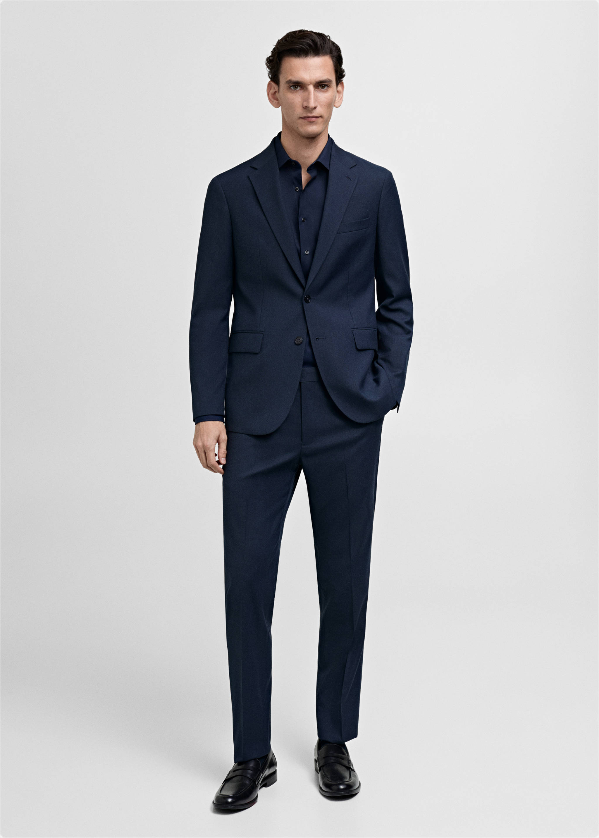 Slim-fit cotton poplin suit shirt - General plane