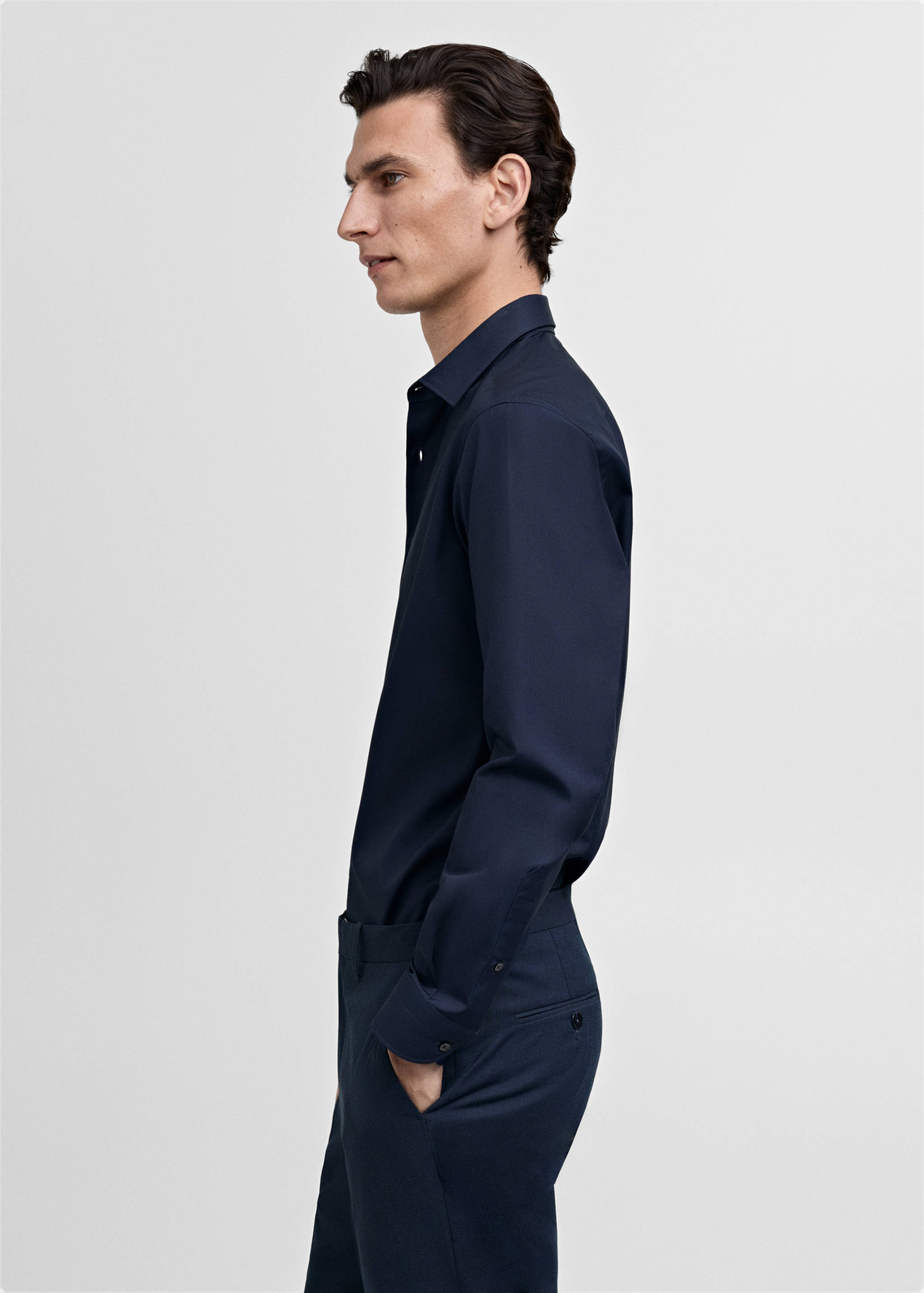 Slim-fit cotton poplin suit shirt - Details of the article 2