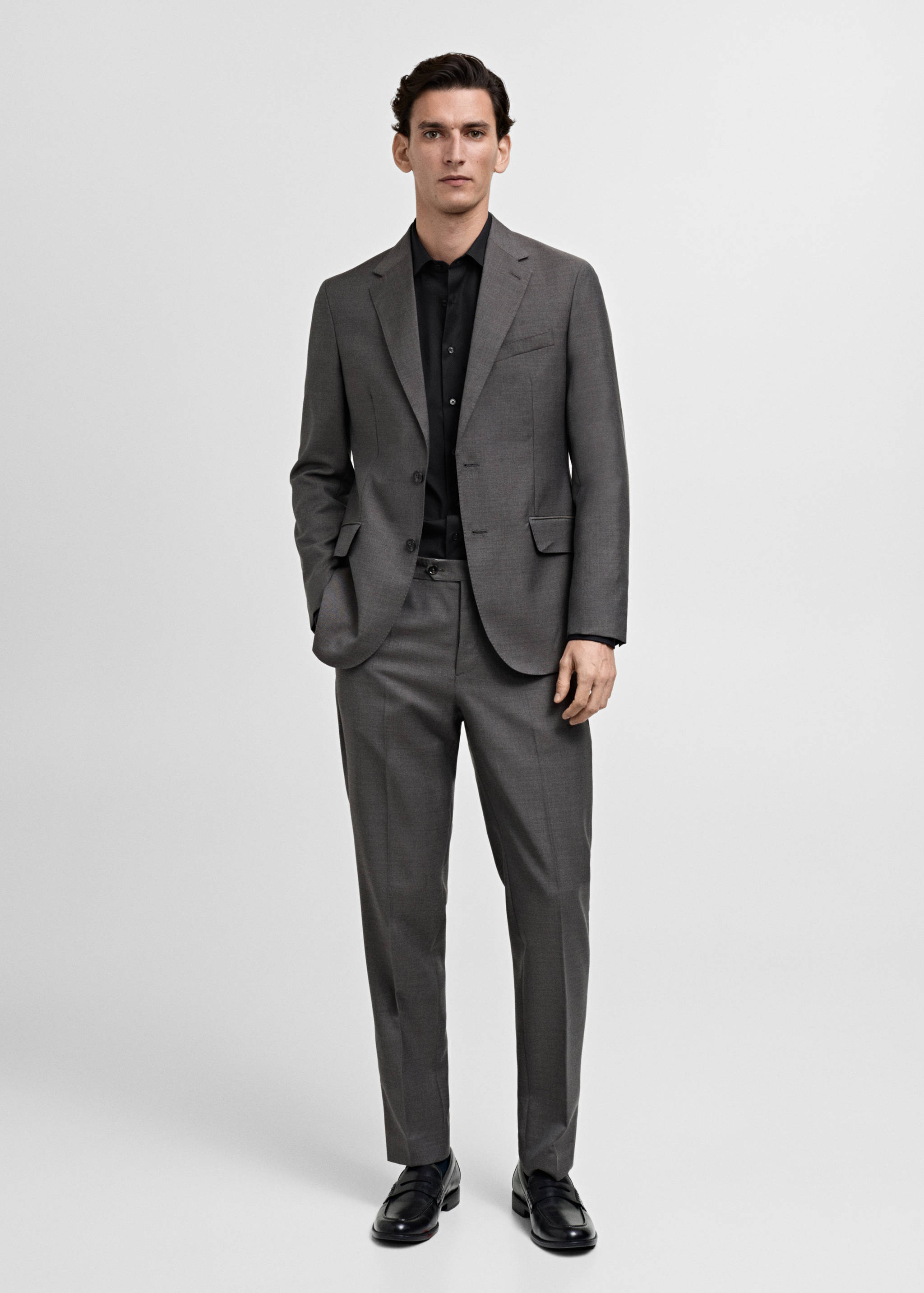 Slim-fit cotton poplin suit shirt - General plane